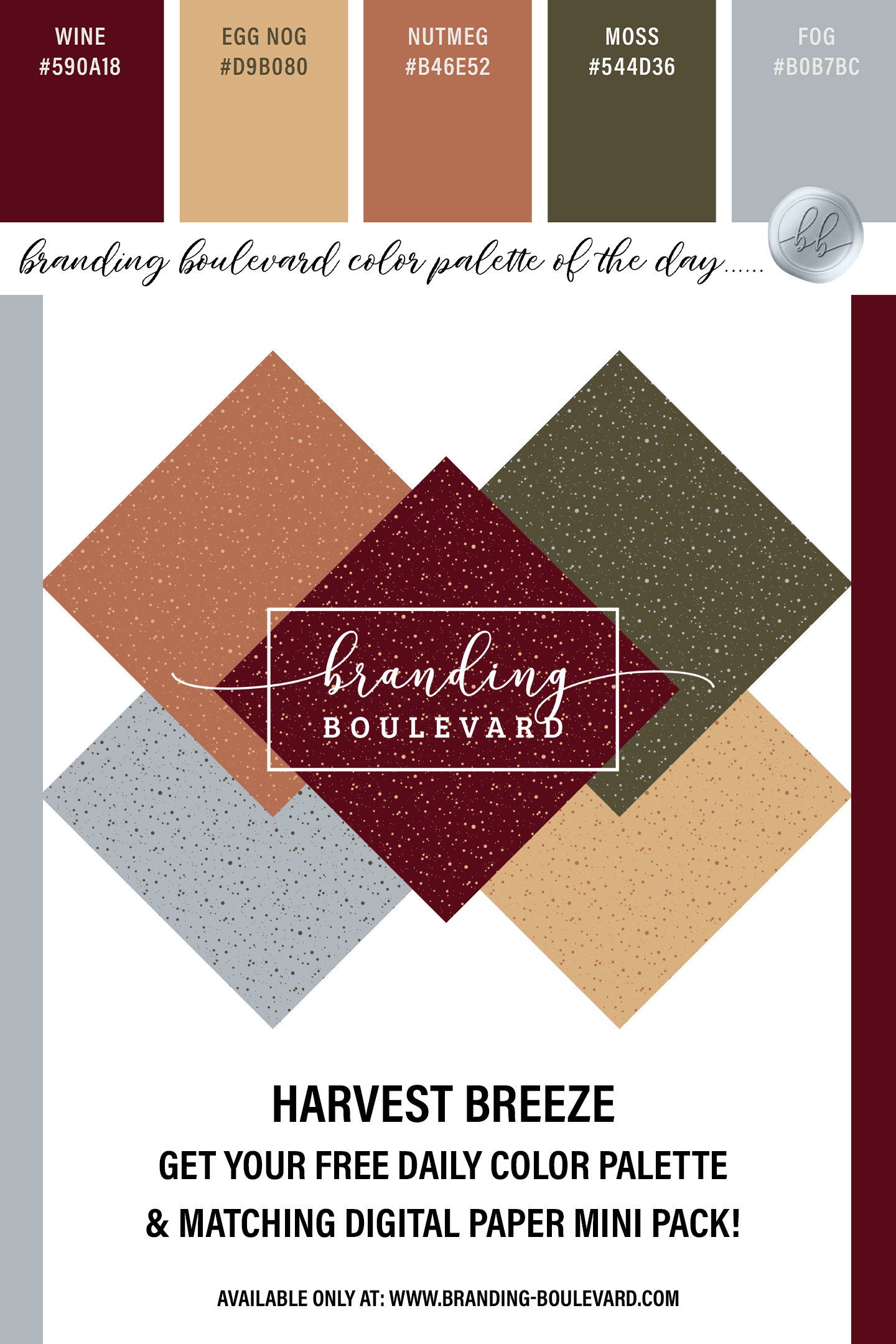 free digital paper set for Harvest Breeze! A set of 5 simple polka dot background papers in this color palette. Wine Red, Eggnog Yellow, Nutmeg, Moss, and Fog