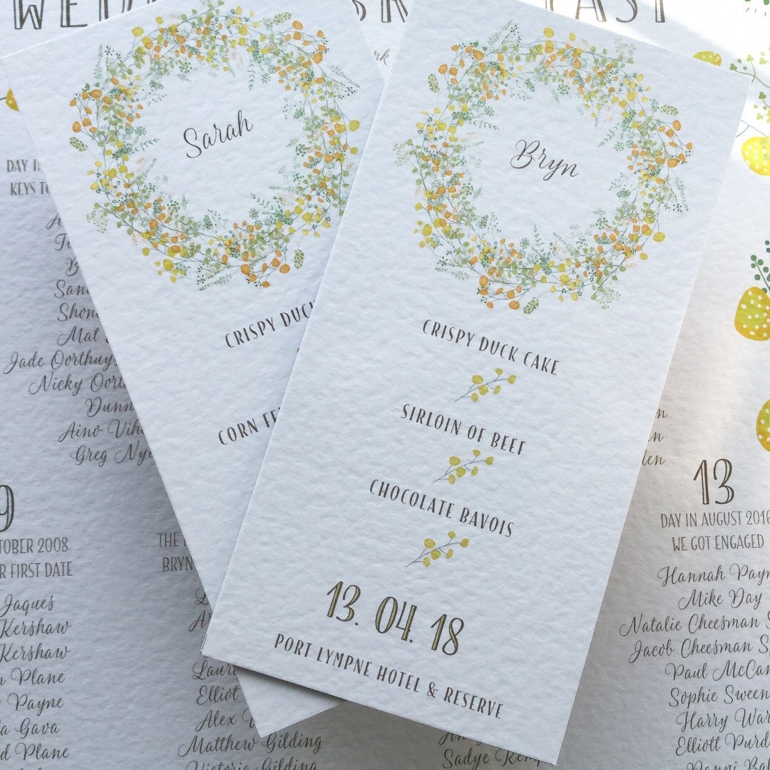 Guest Menu Place Cards