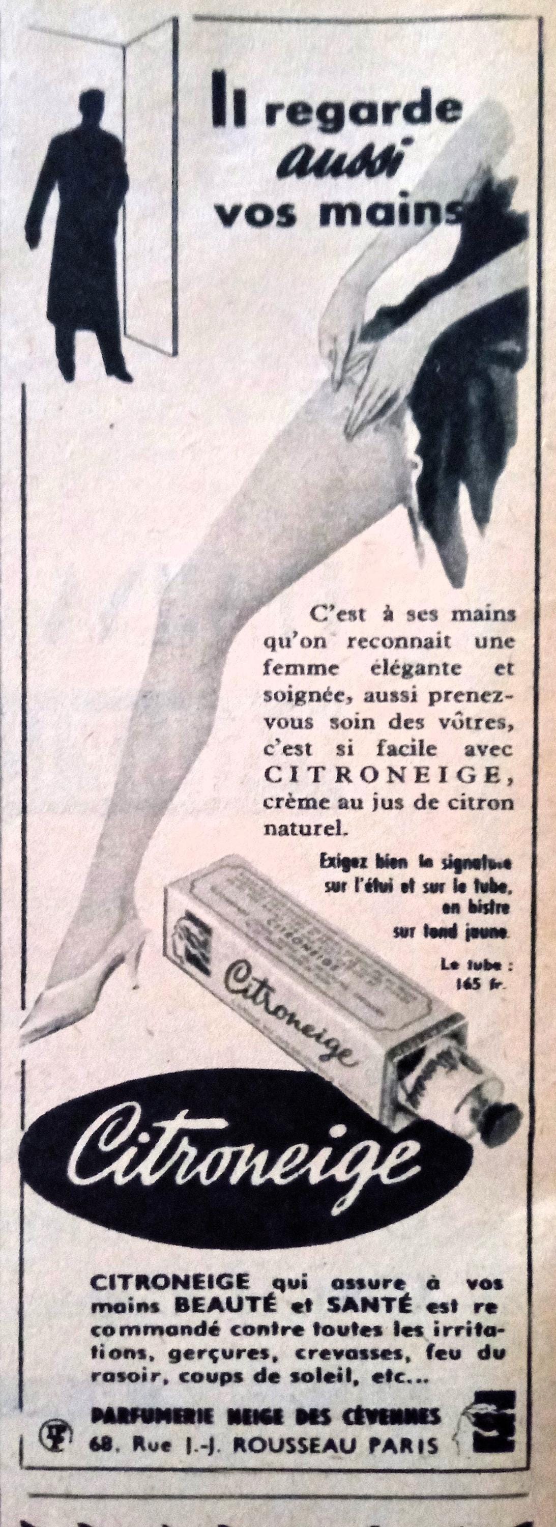 publicite-creme-années-50-crème-main-citroneige