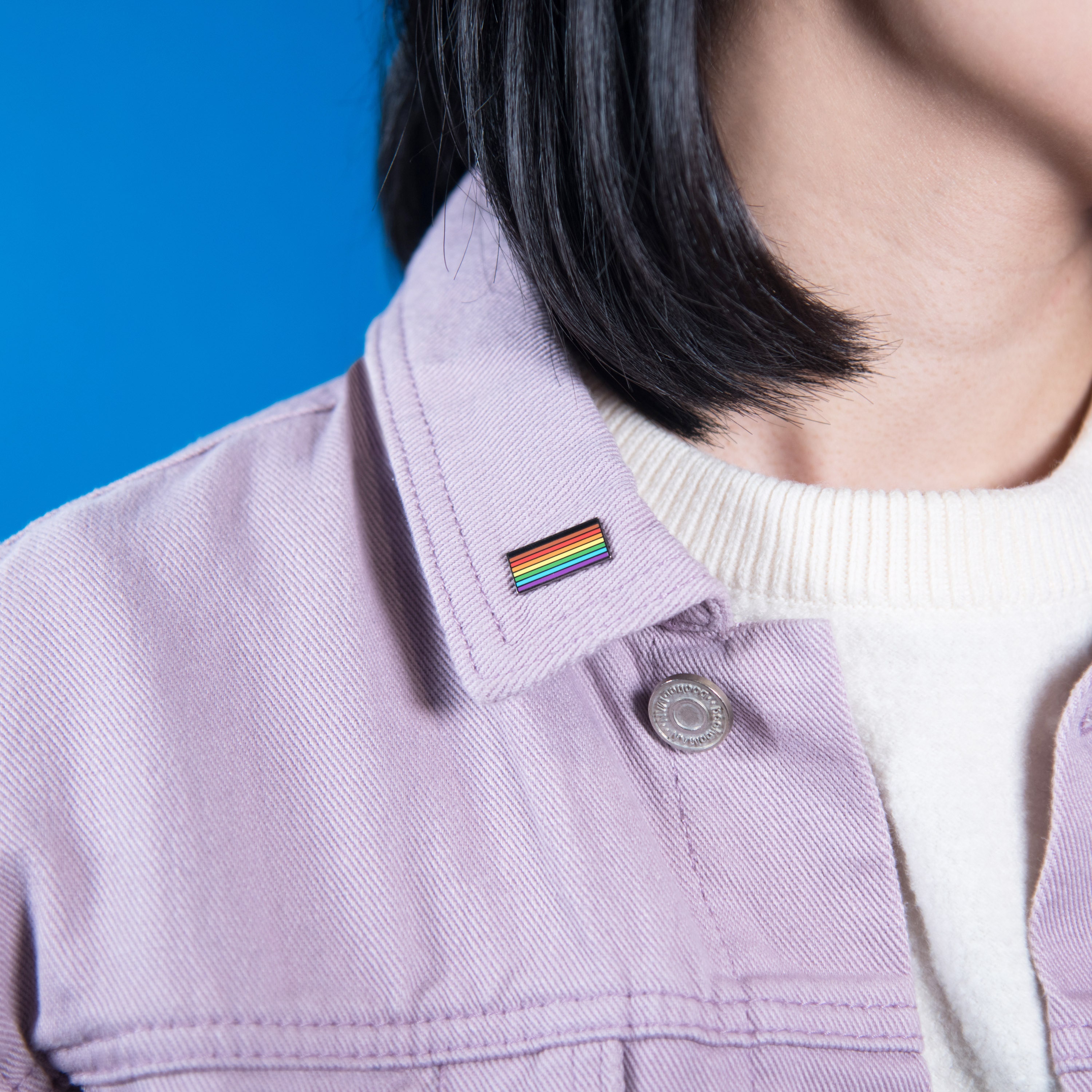 Inclusive Rainbow Flag Lapel Badge Button