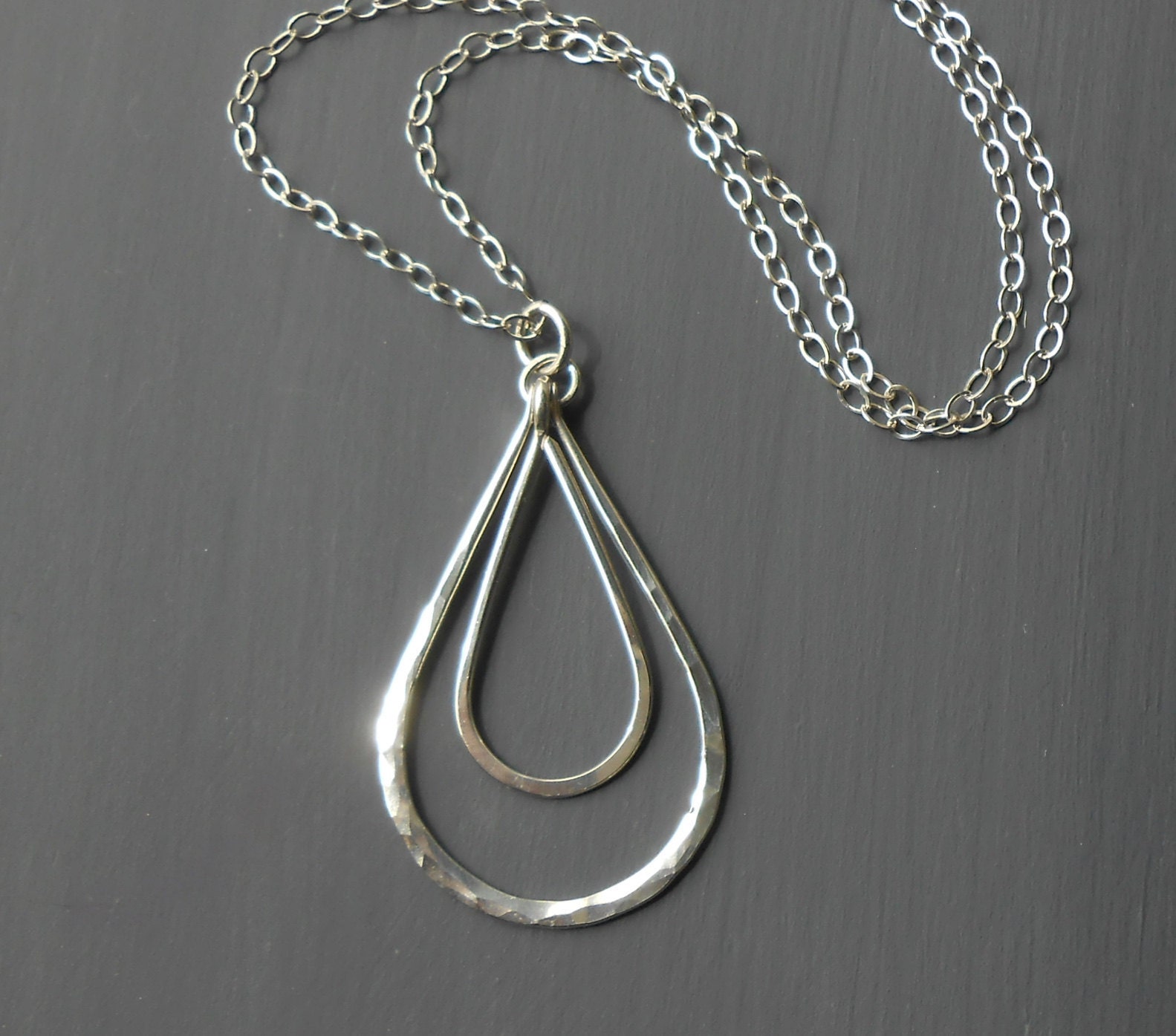 handmade hammered sterling silver pendant necklace