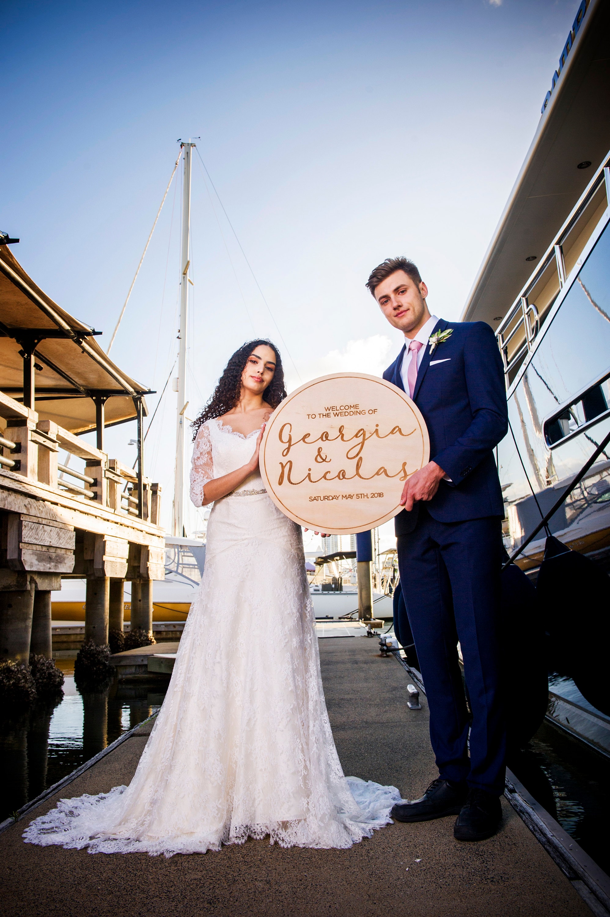 Round Wedding Signs - Wood