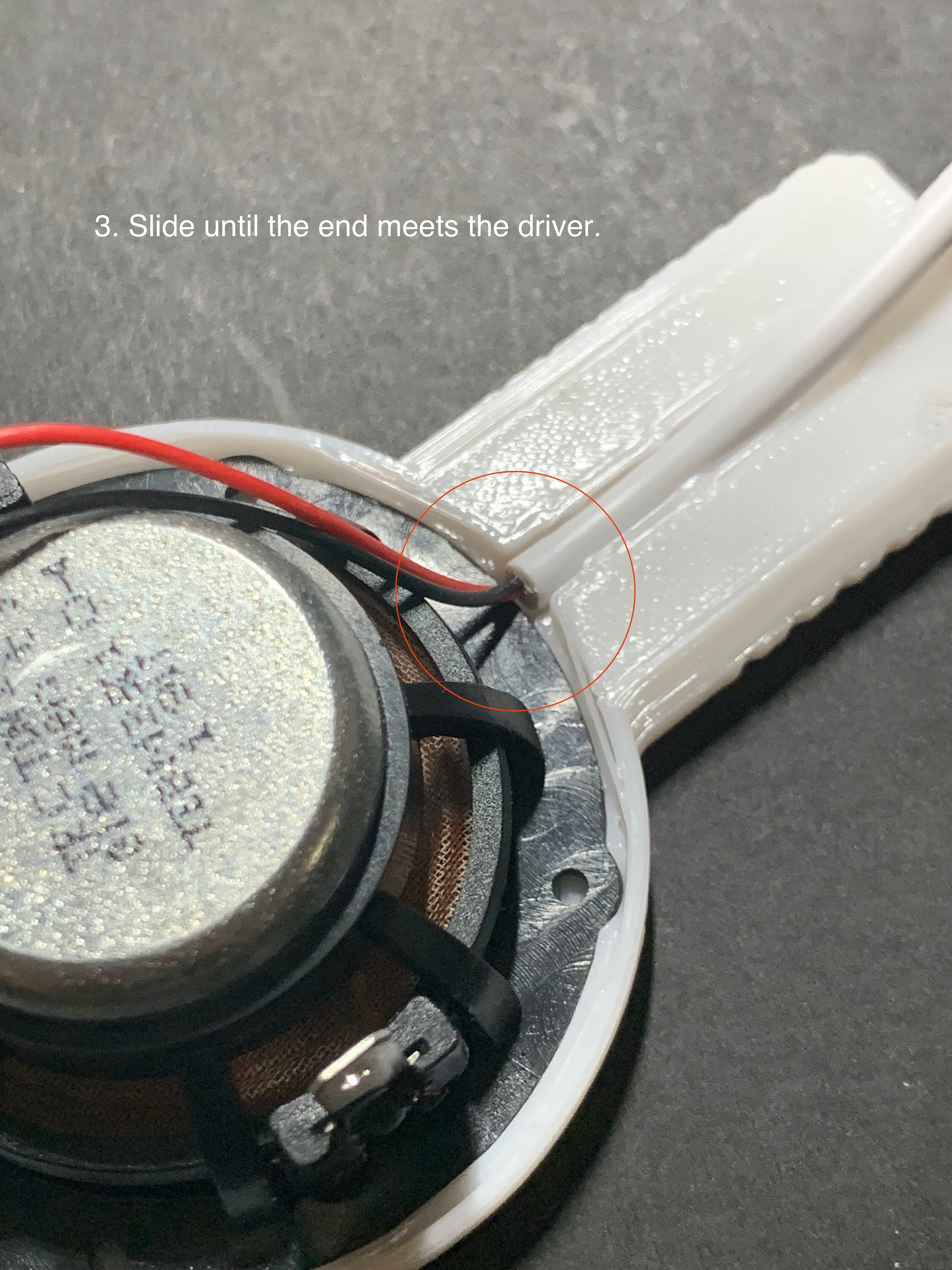3. Slide until the end meets the driver.