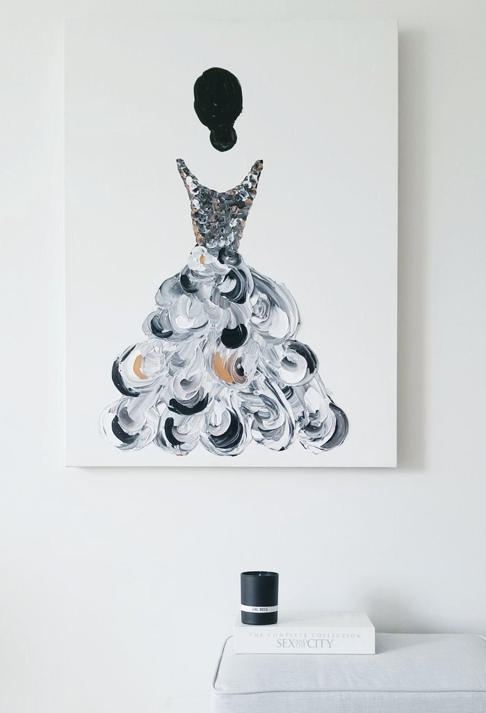 Abstract painting of a woman in a dress
