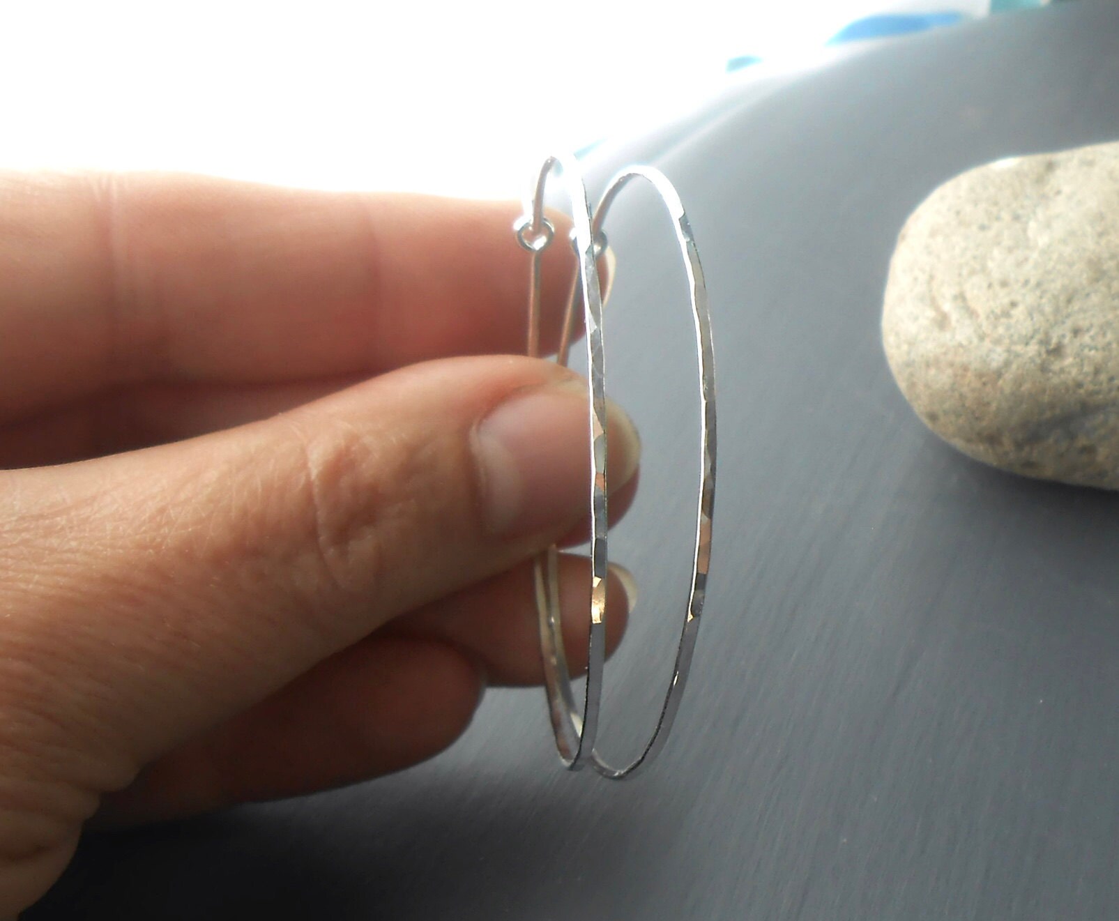 hammered sterling silver hoop earrings