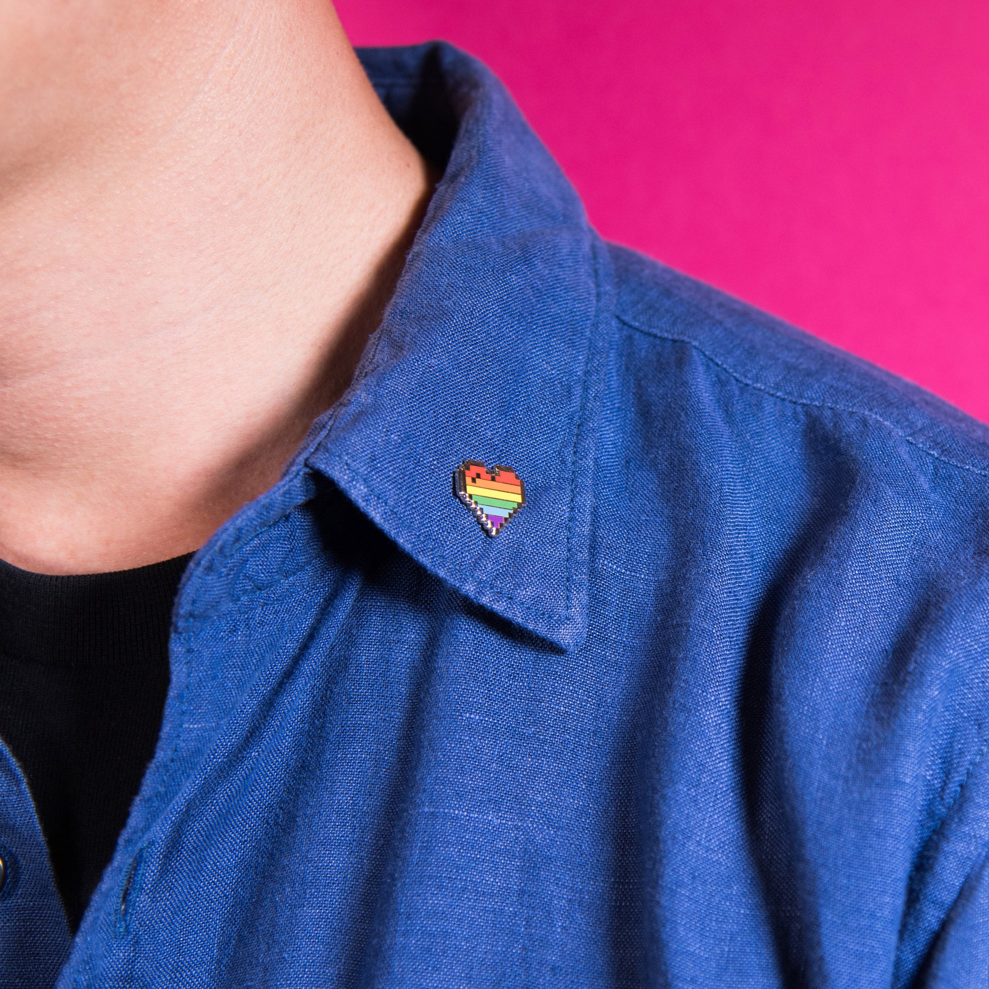 Pixel Pride Heart Enamel Pin