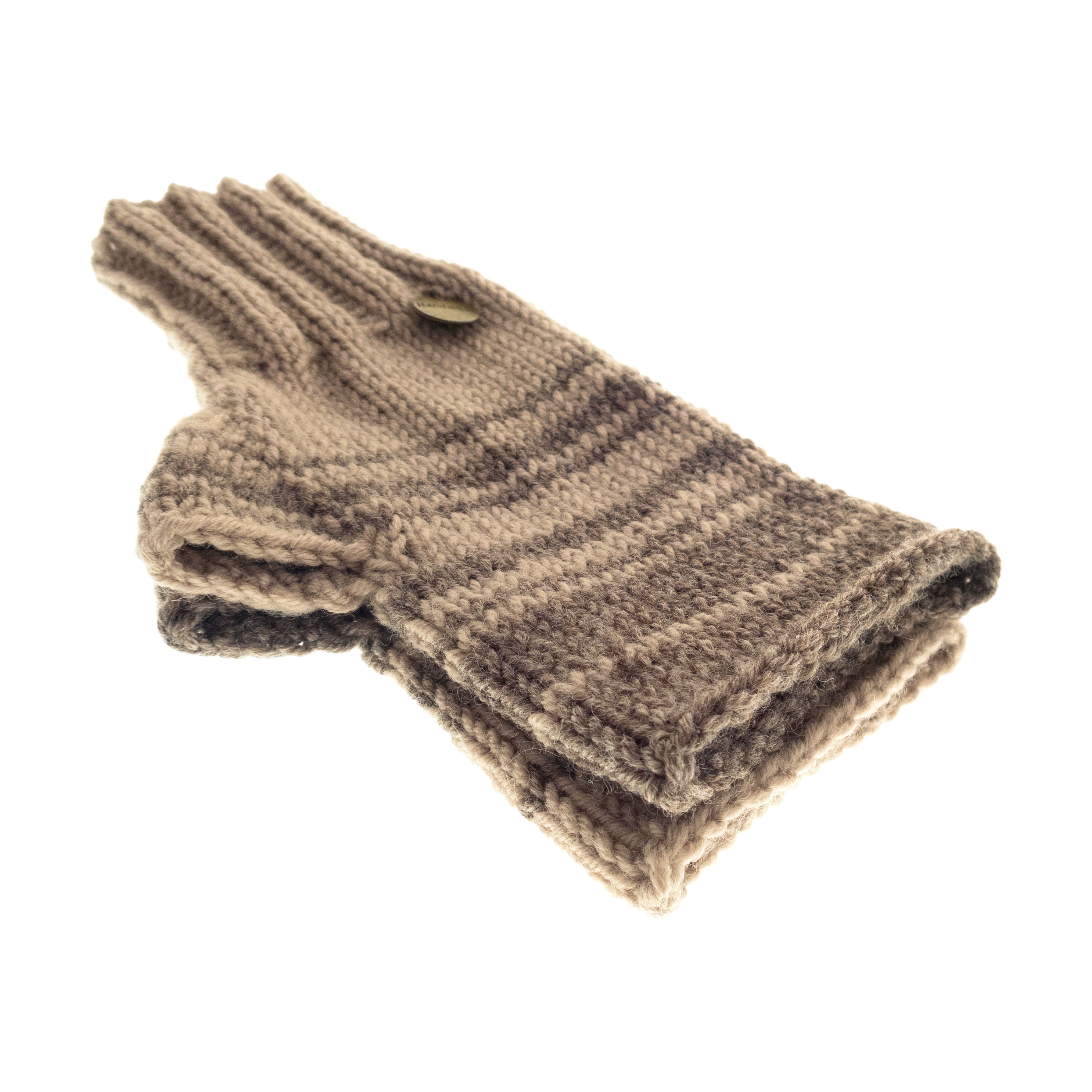 handmade warm mittens for adults with beige stripes