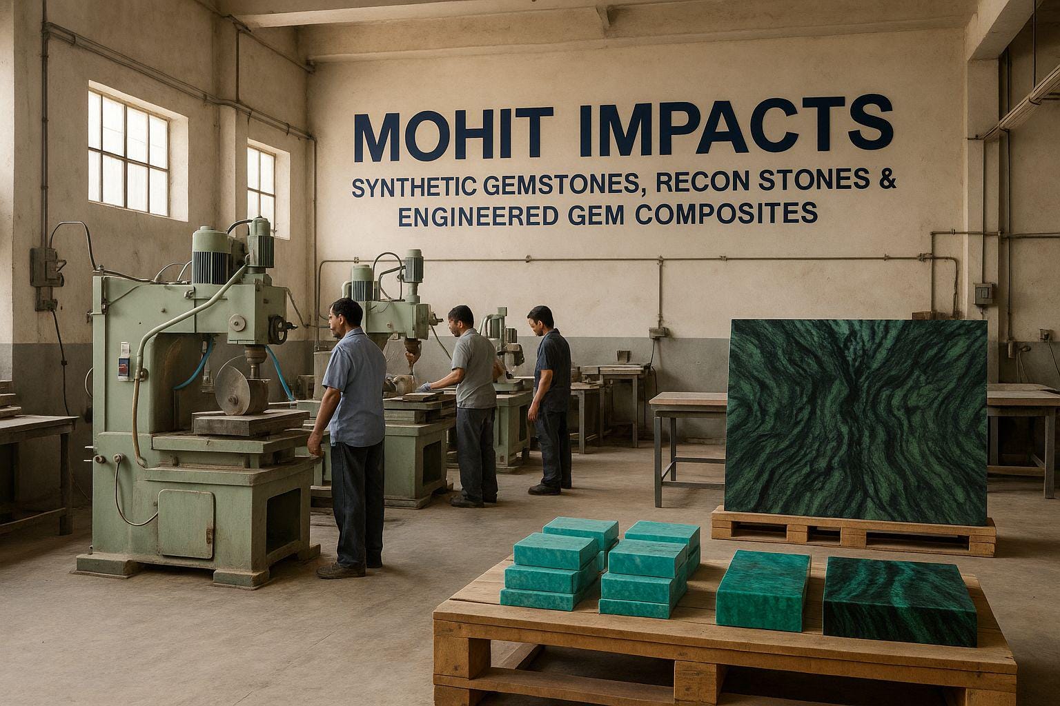 “Mohit Impacts brand identity — manufacturer of premium synthetic stones, faux malachite, turquoise composites and high-end craft materials.”