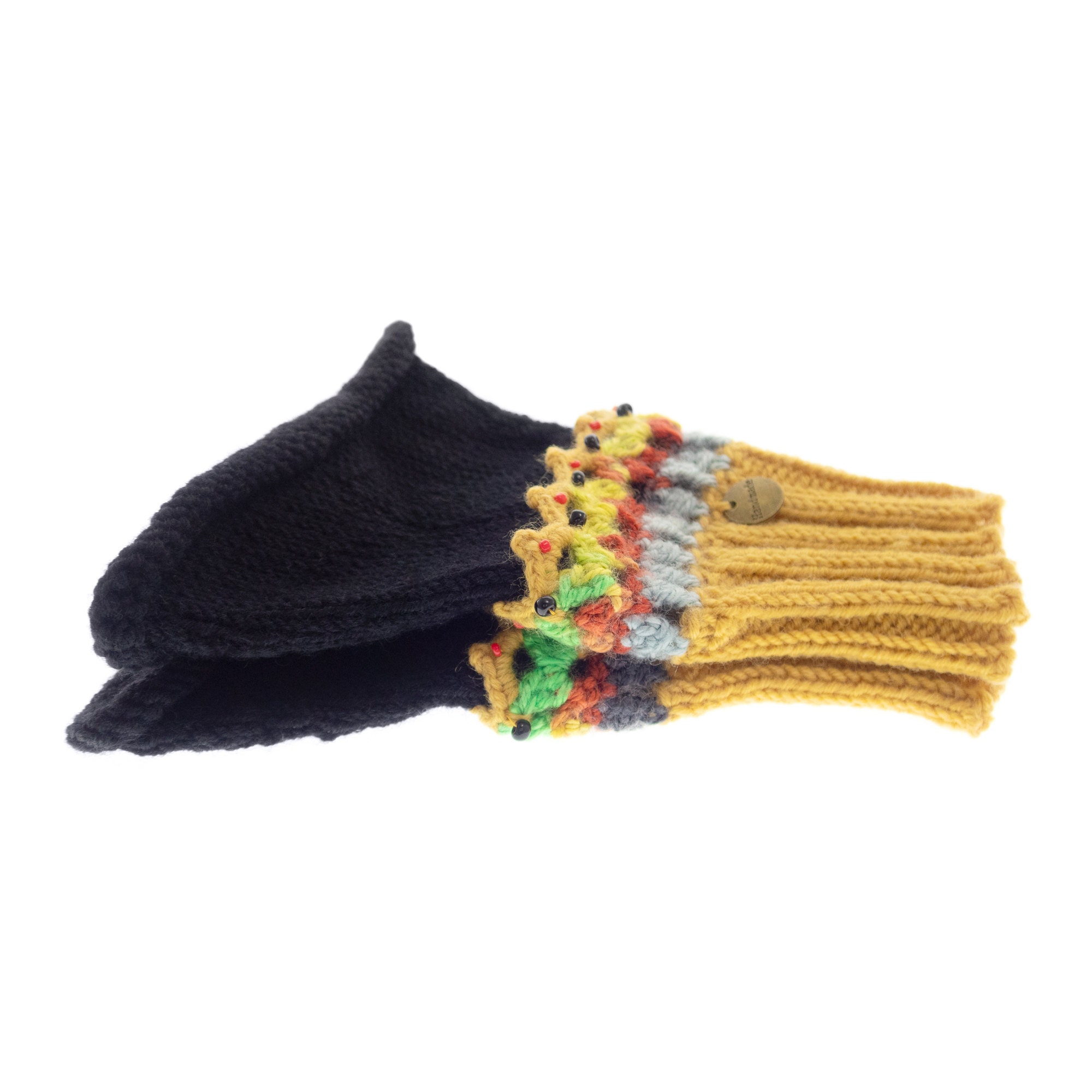 Mittens Knitted for Adults, Autumn Embroidered Gloves