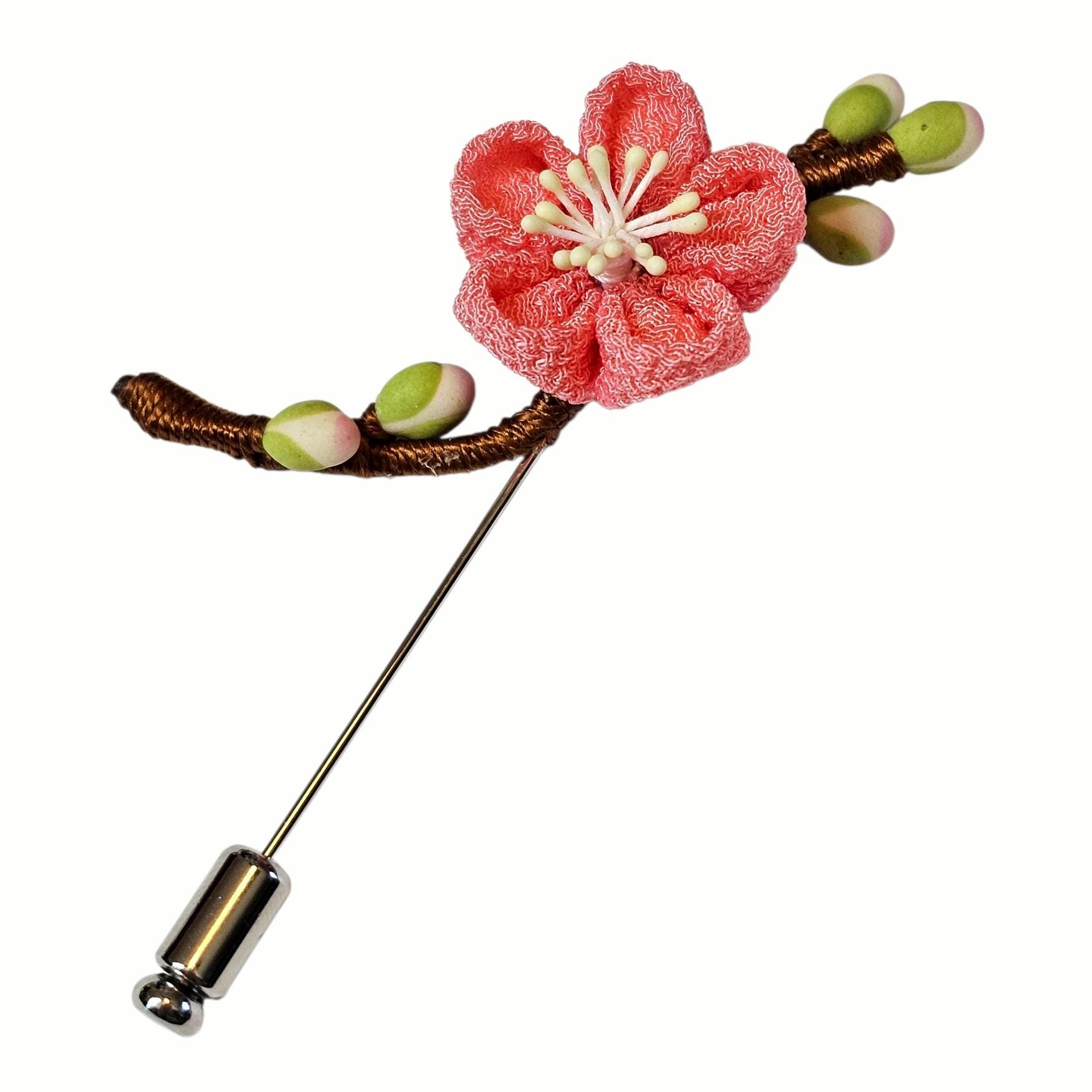 plum blossom tsumami zaiku lapel pin
