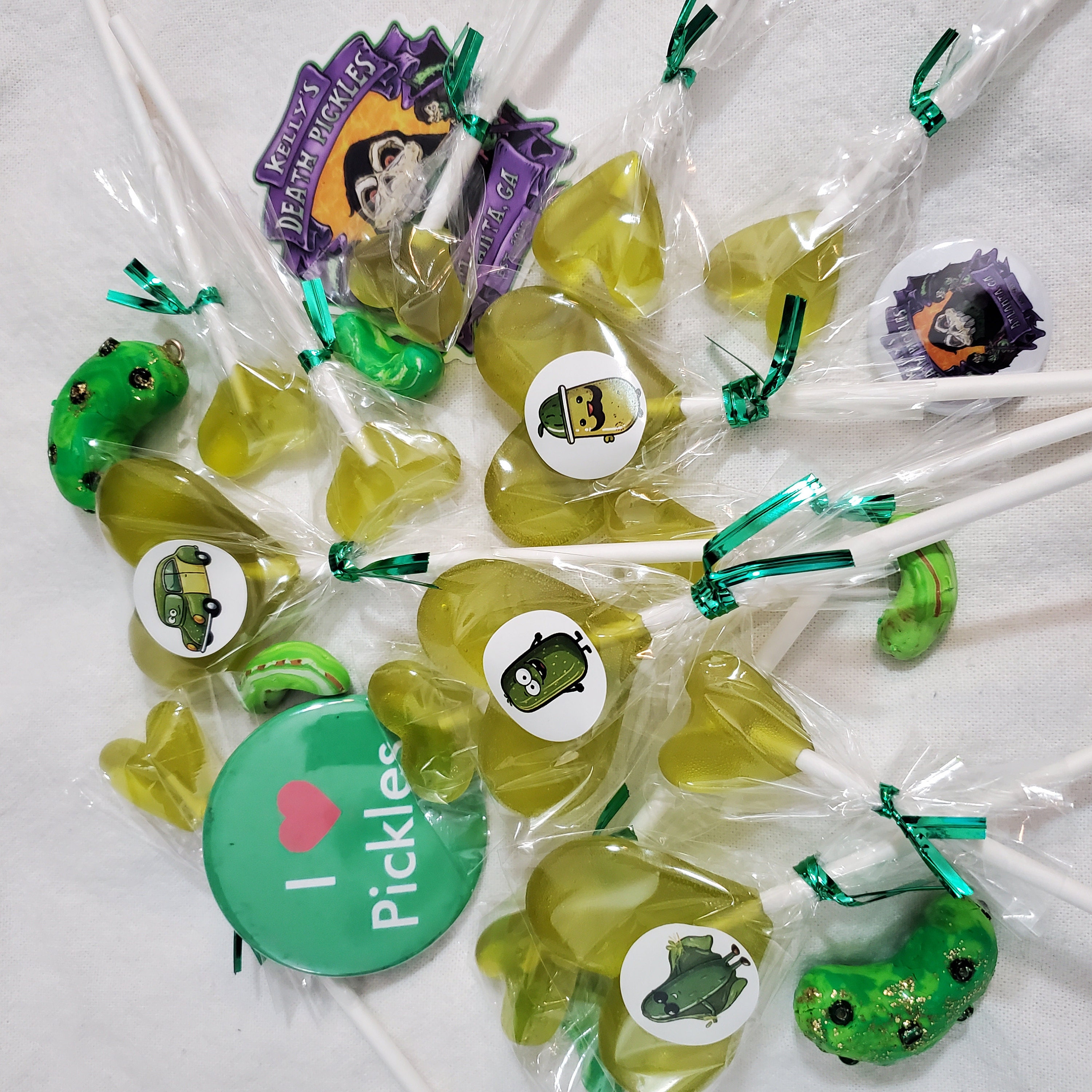 Heart Shaped Pickle Flavored Lollipops