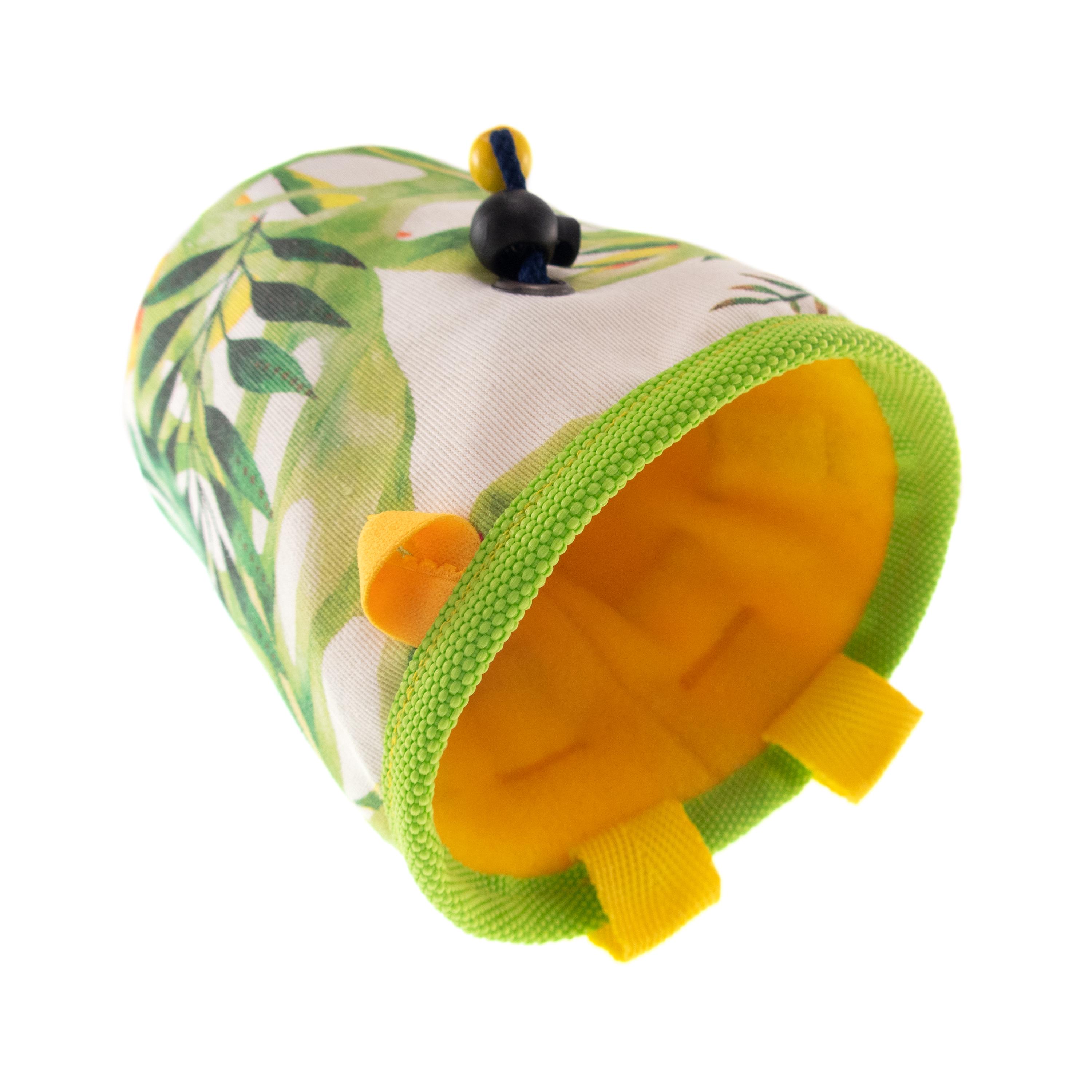 Size L handmade chalk bag with a spacious design for climbers