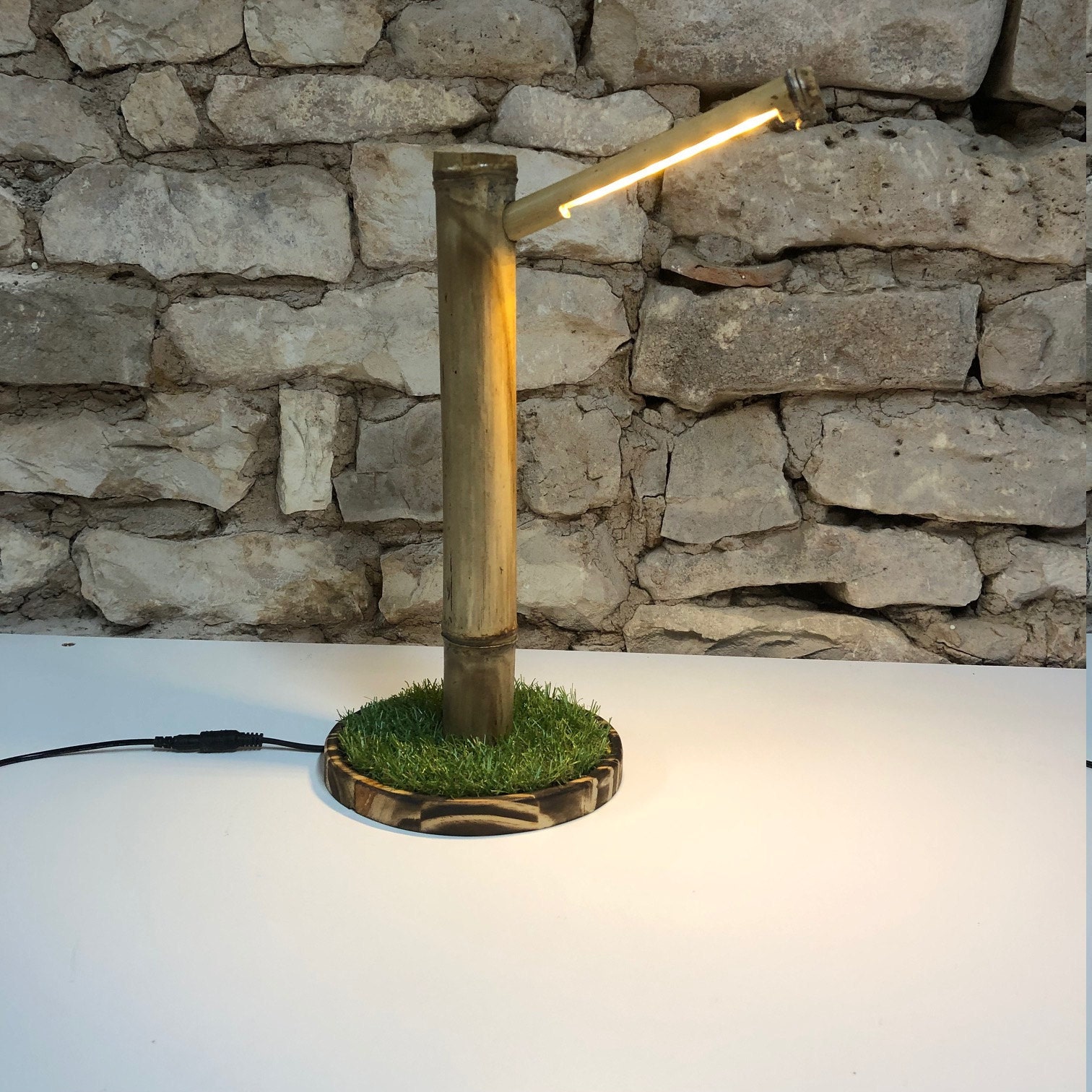 My bamboo and astro turf lamp