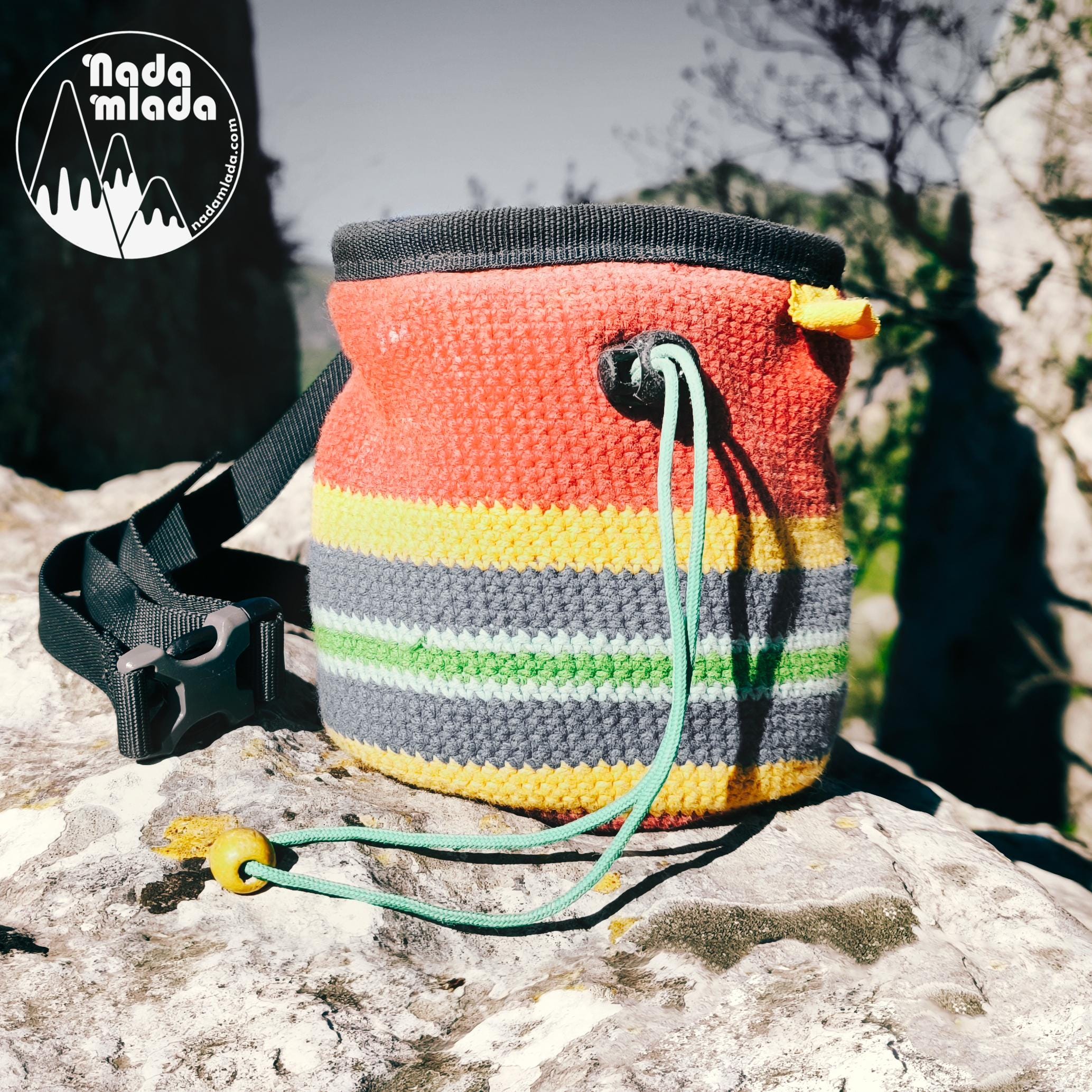 handmade chalk bag nadamlada crochet bouldering bucket for magnesium