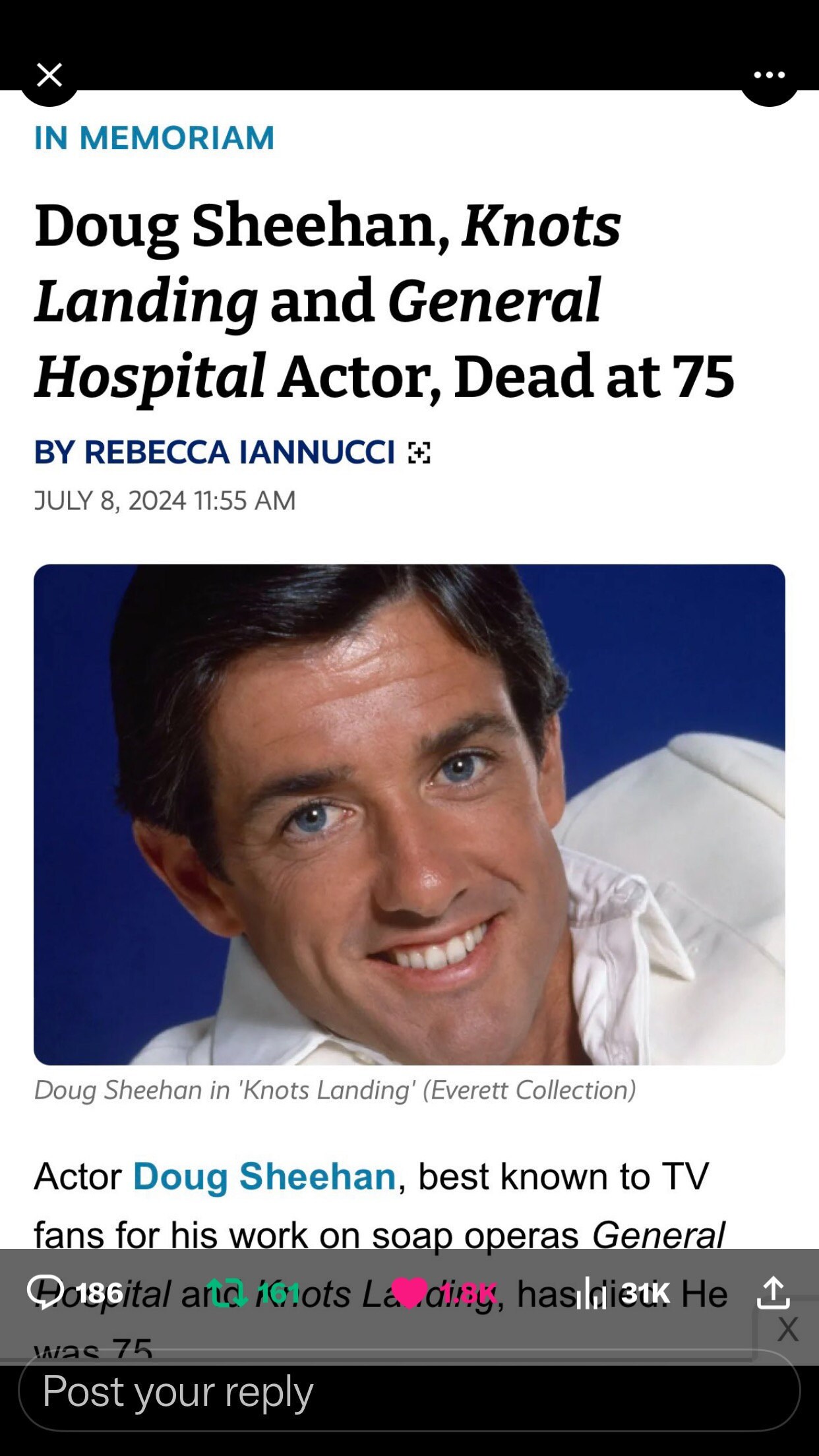 General Hospital Alumni-💔RIP💔🕯️😥-Doug Sheehan