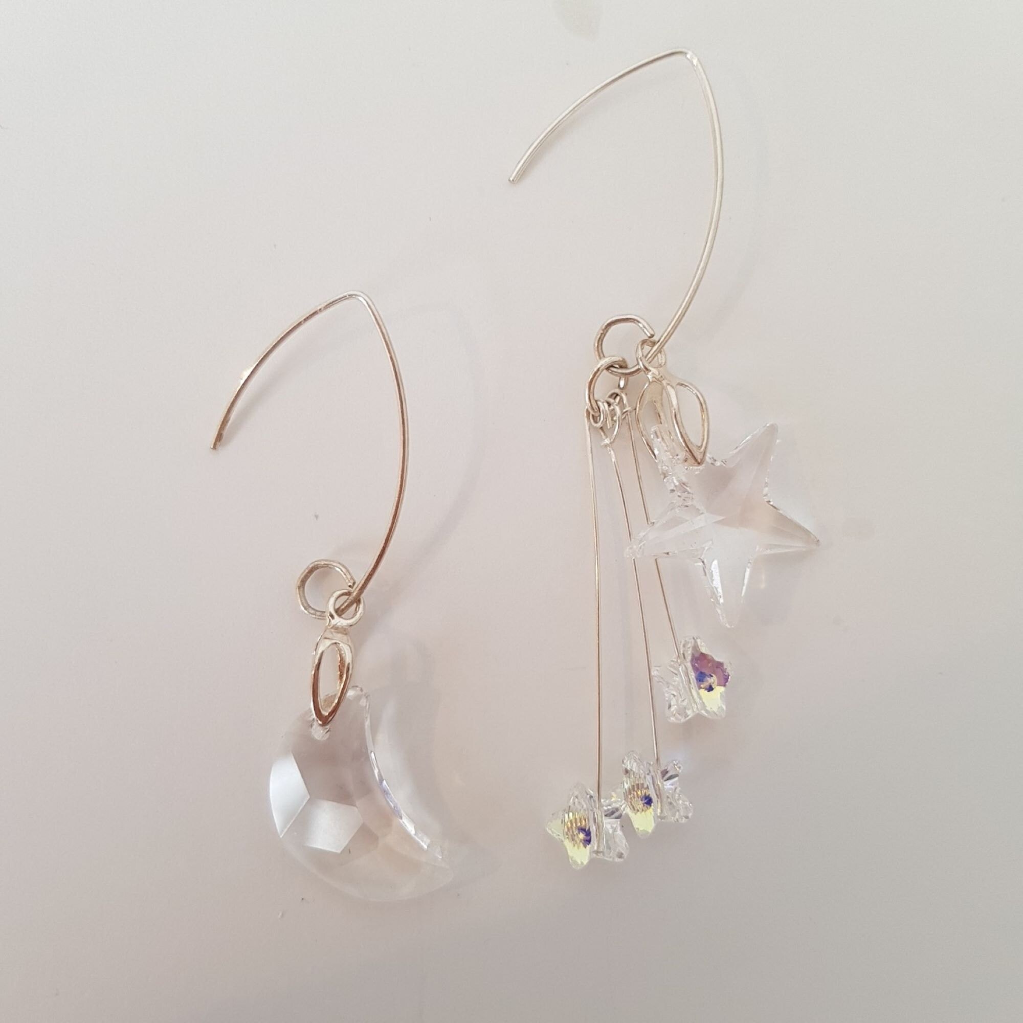 earrings, moon earrings, star earrings, sparkly, christmas