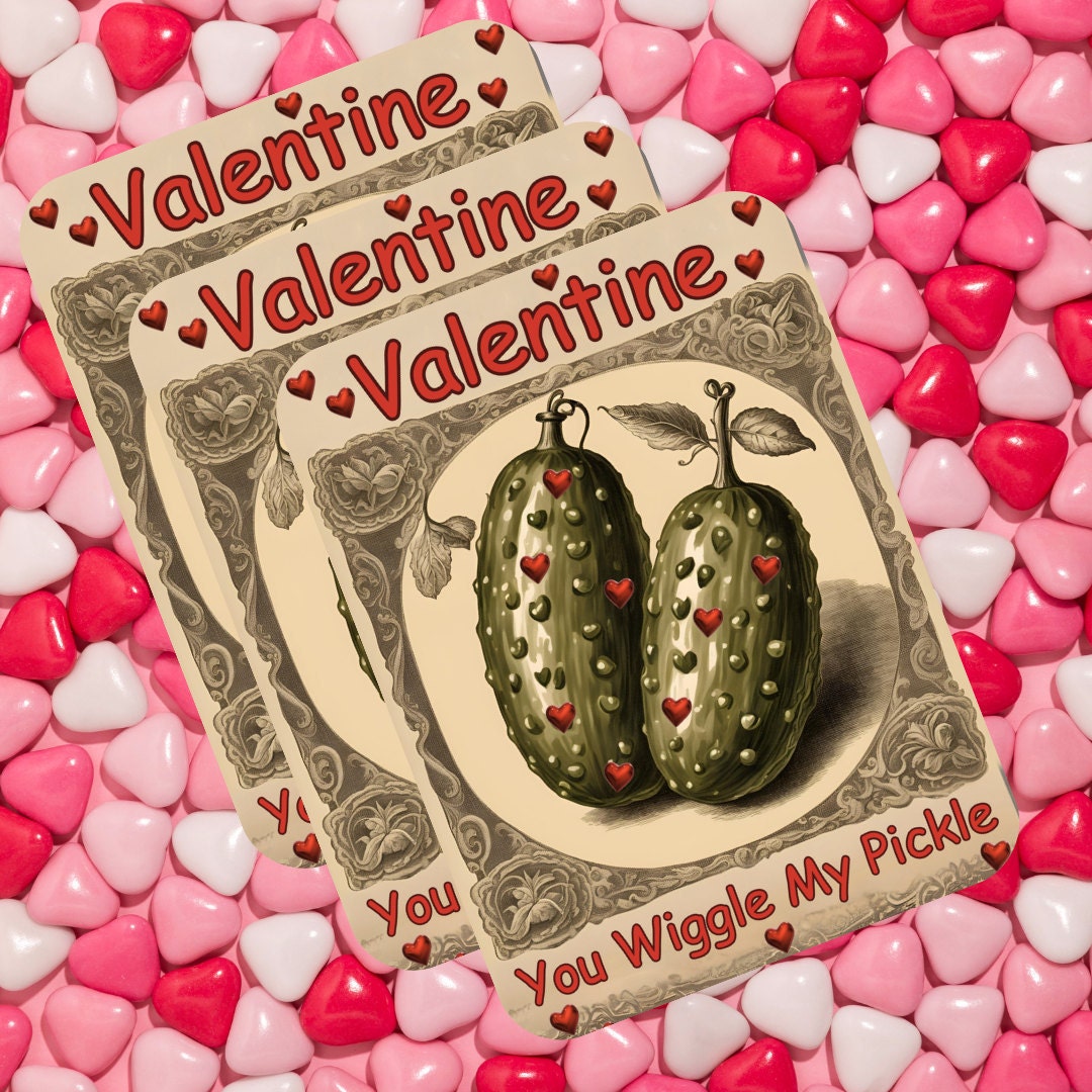 Vintage Wiggle My Pickle Valentines Day Cards