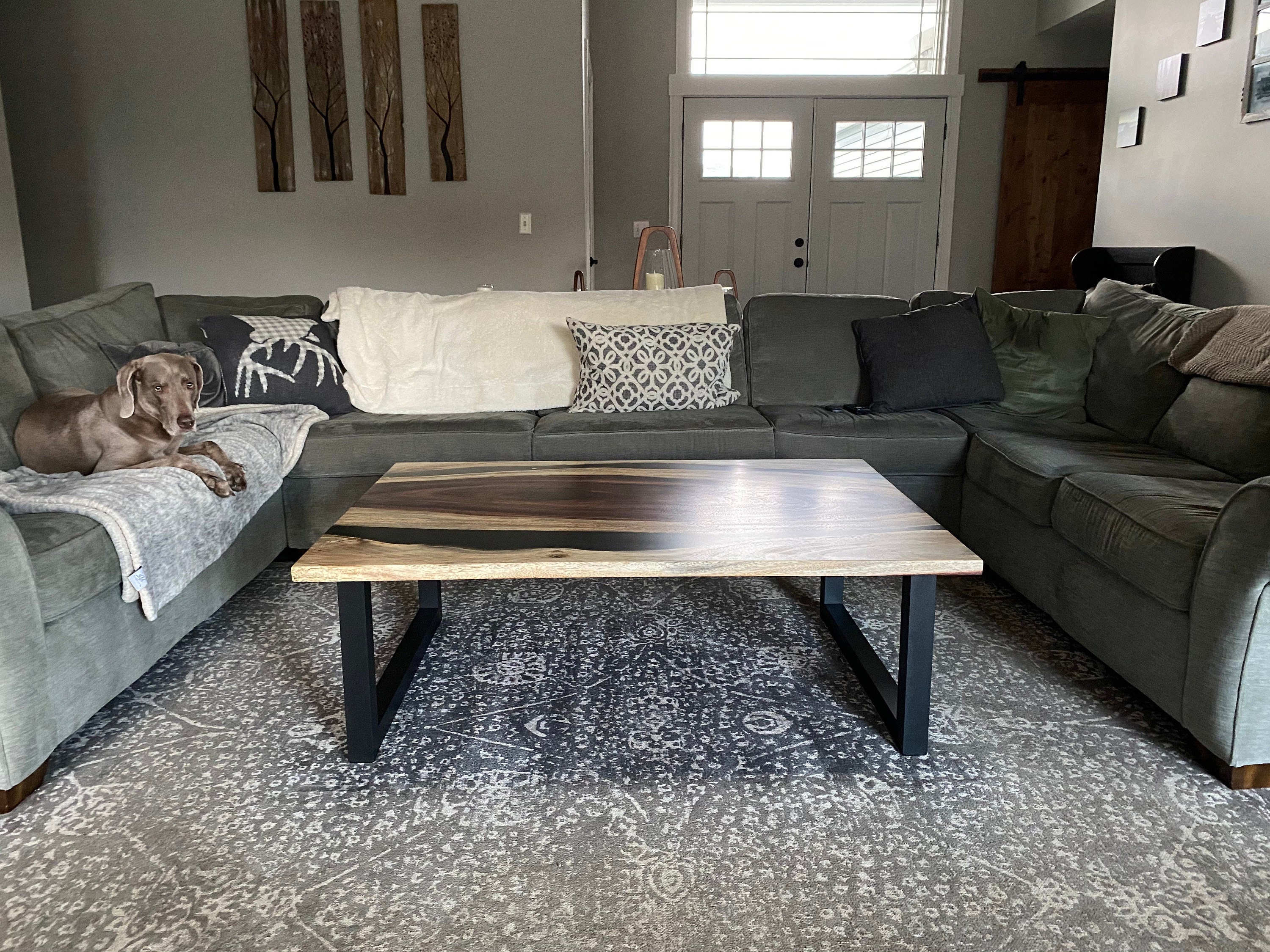 Wide table legs offer a grounded look