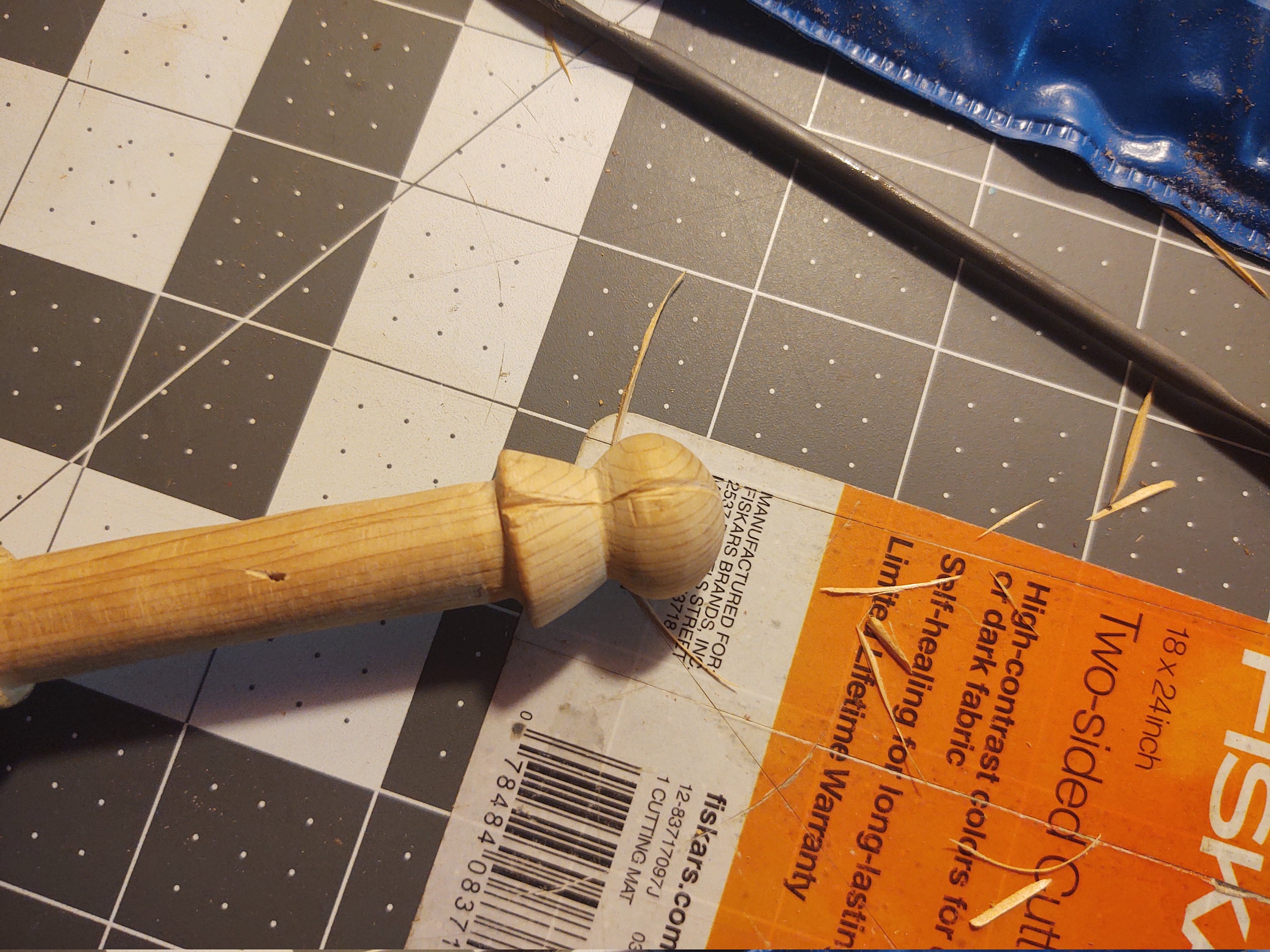 pommel, pre-stain