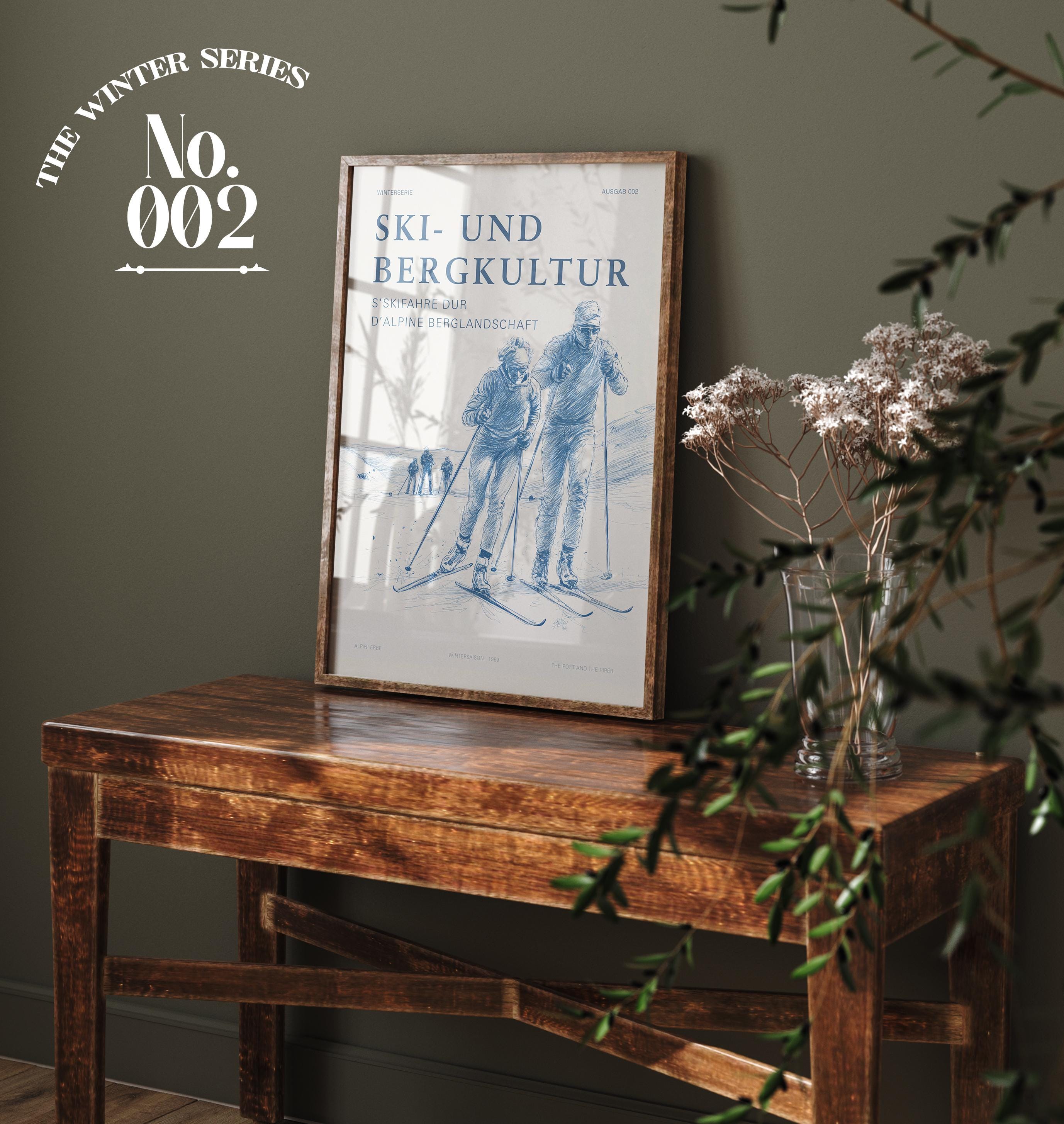 A Cross-Country Skier Poster on a hallway table