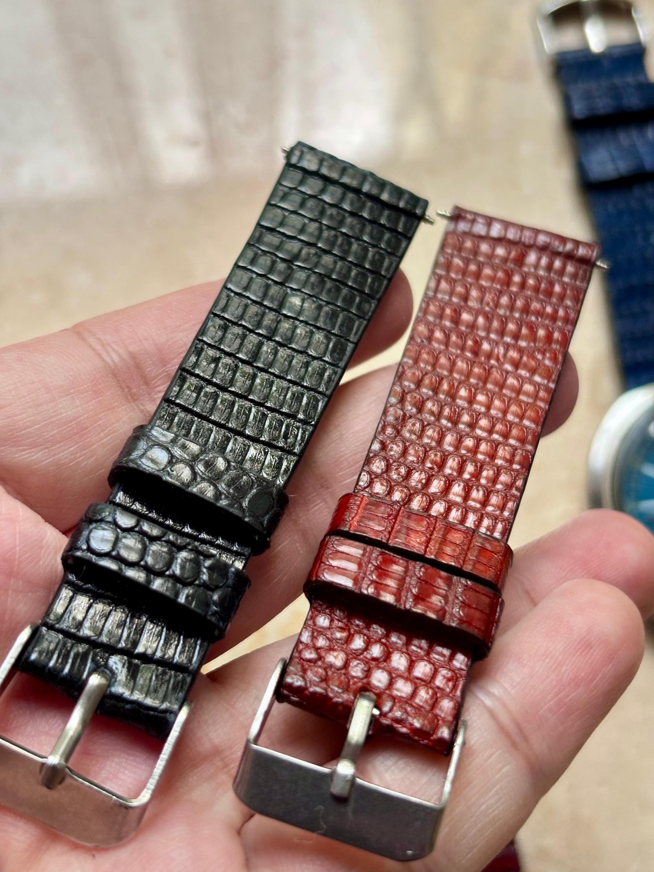 Exotic watch strap made of lizard skin