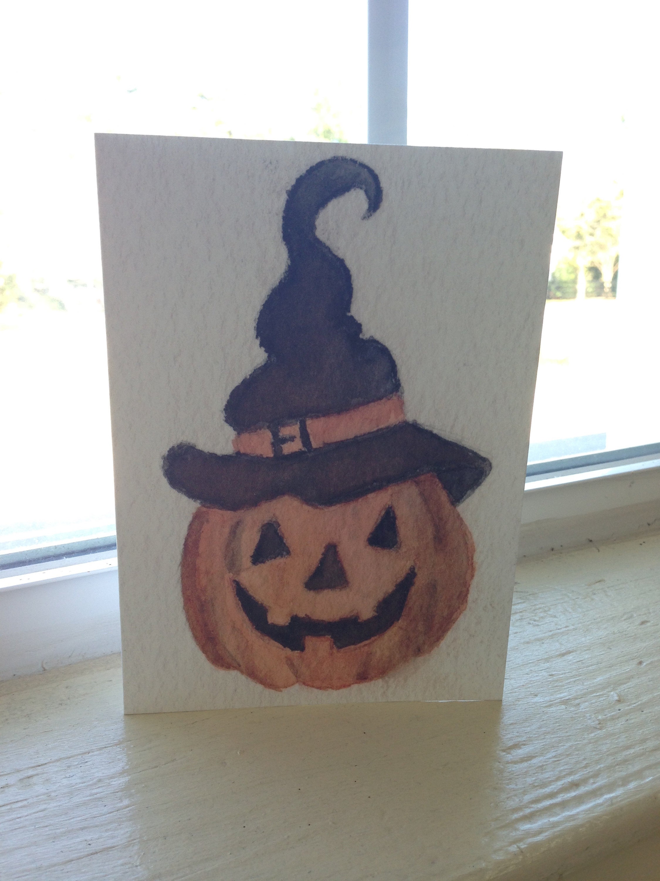 jack-o-lantern pumpkin illustration greeting card, Natalie Bradley art