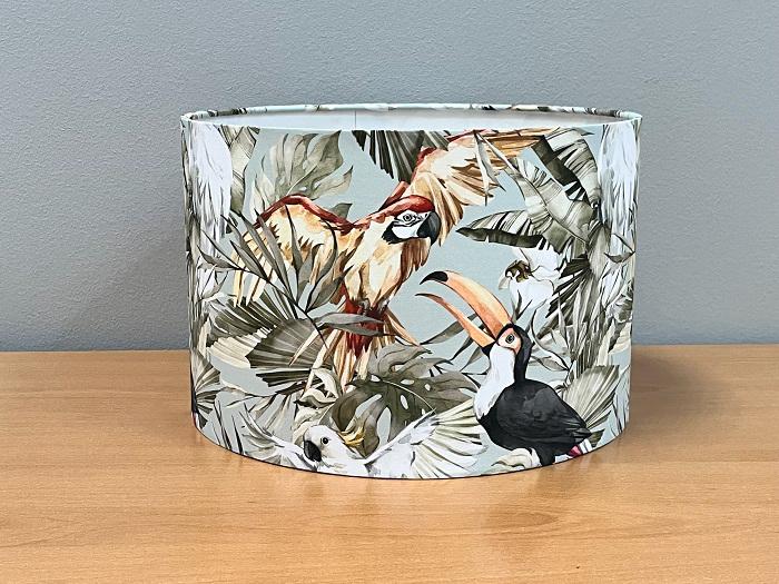 Handmade Lampshade with Exotic Tropical Birds Design