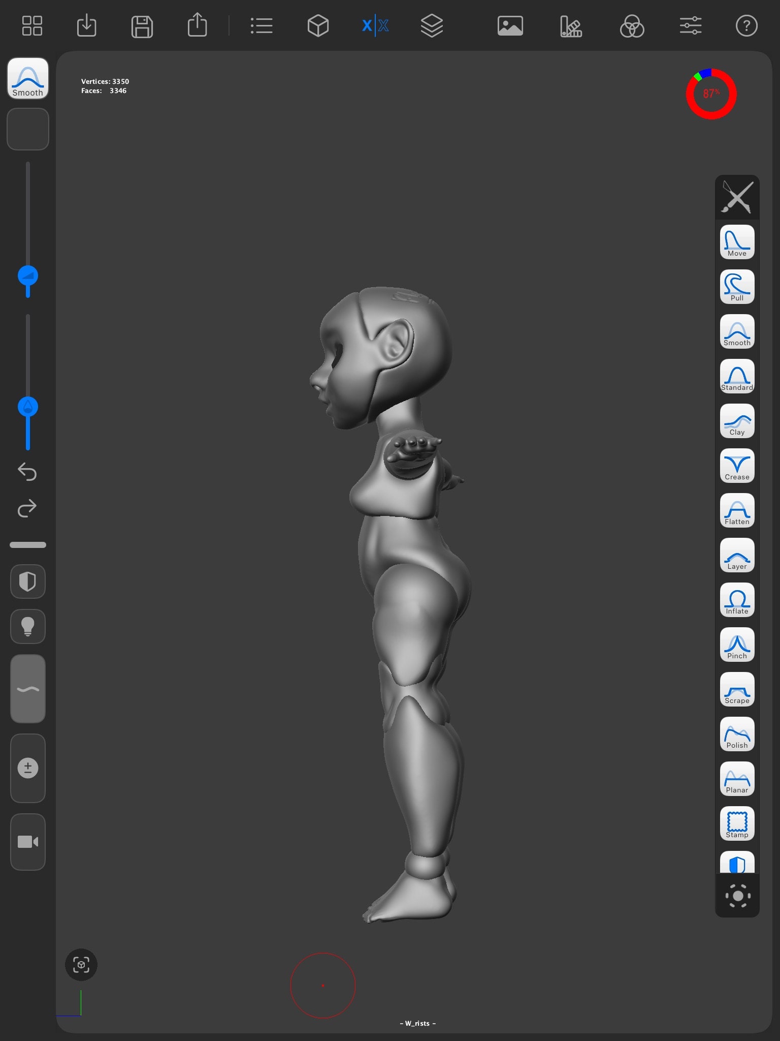 Image of a 3D modeled ball jointed doll in grayscale.