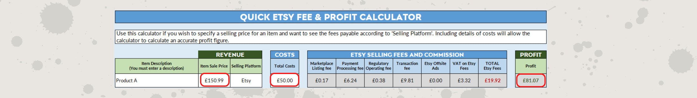 Quick Etsy fee calculator
