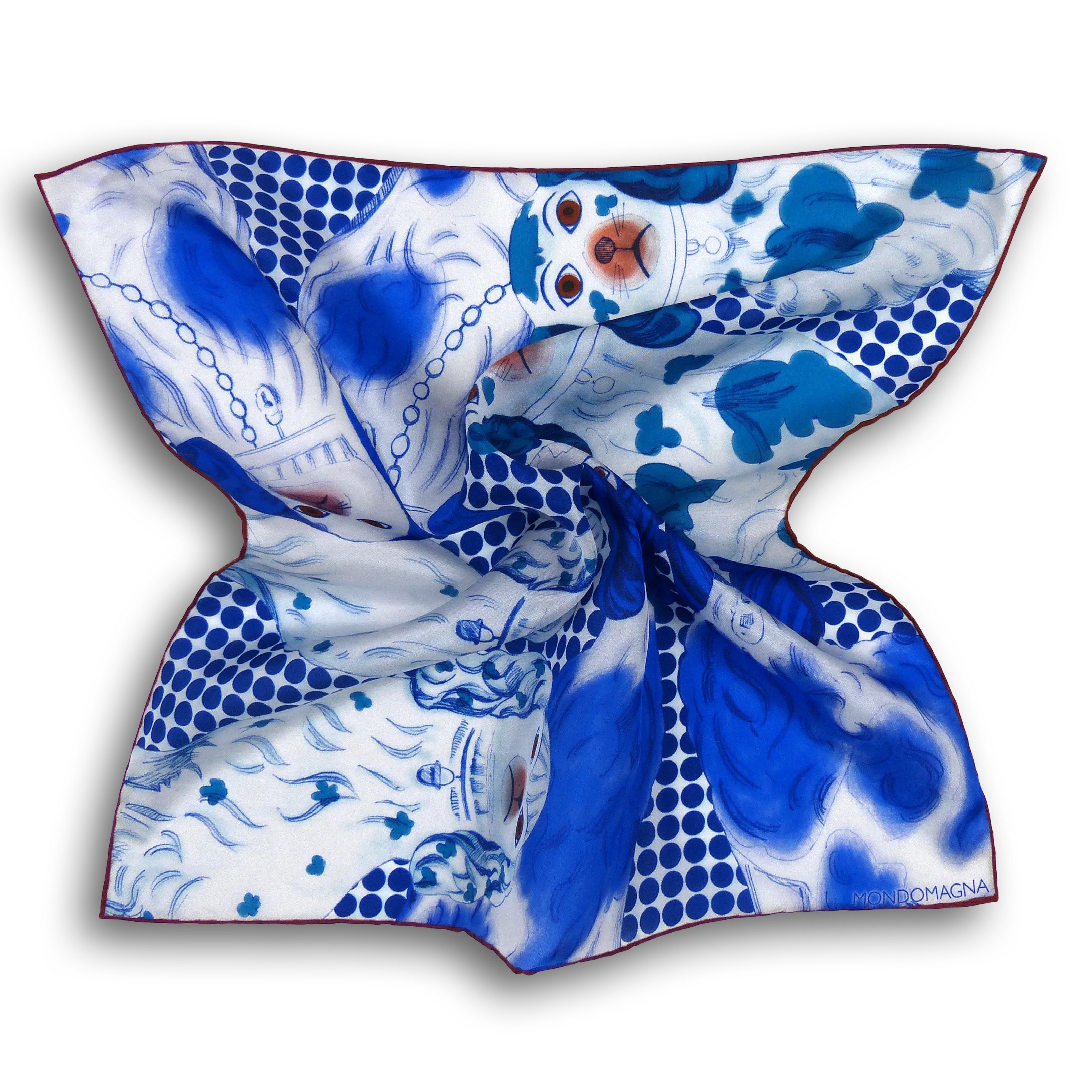 pottery dogs silk pocket square