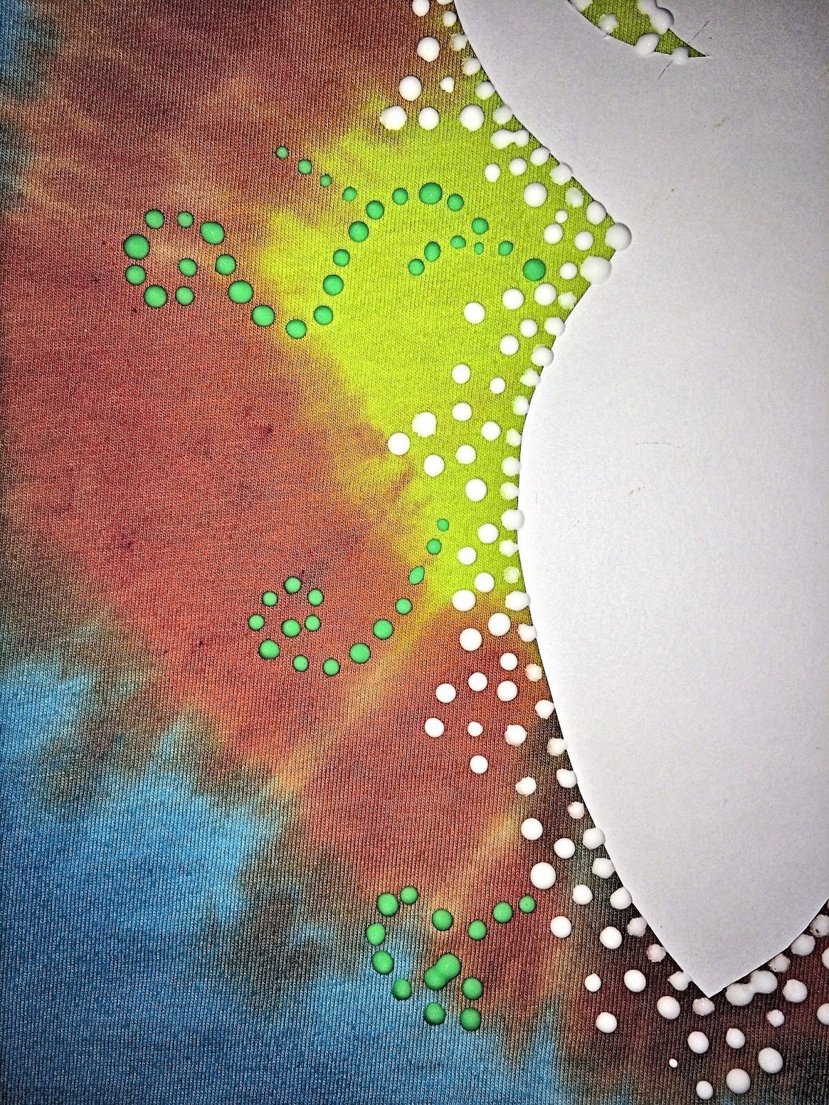 Green puffy paint vine designs added around the goddess