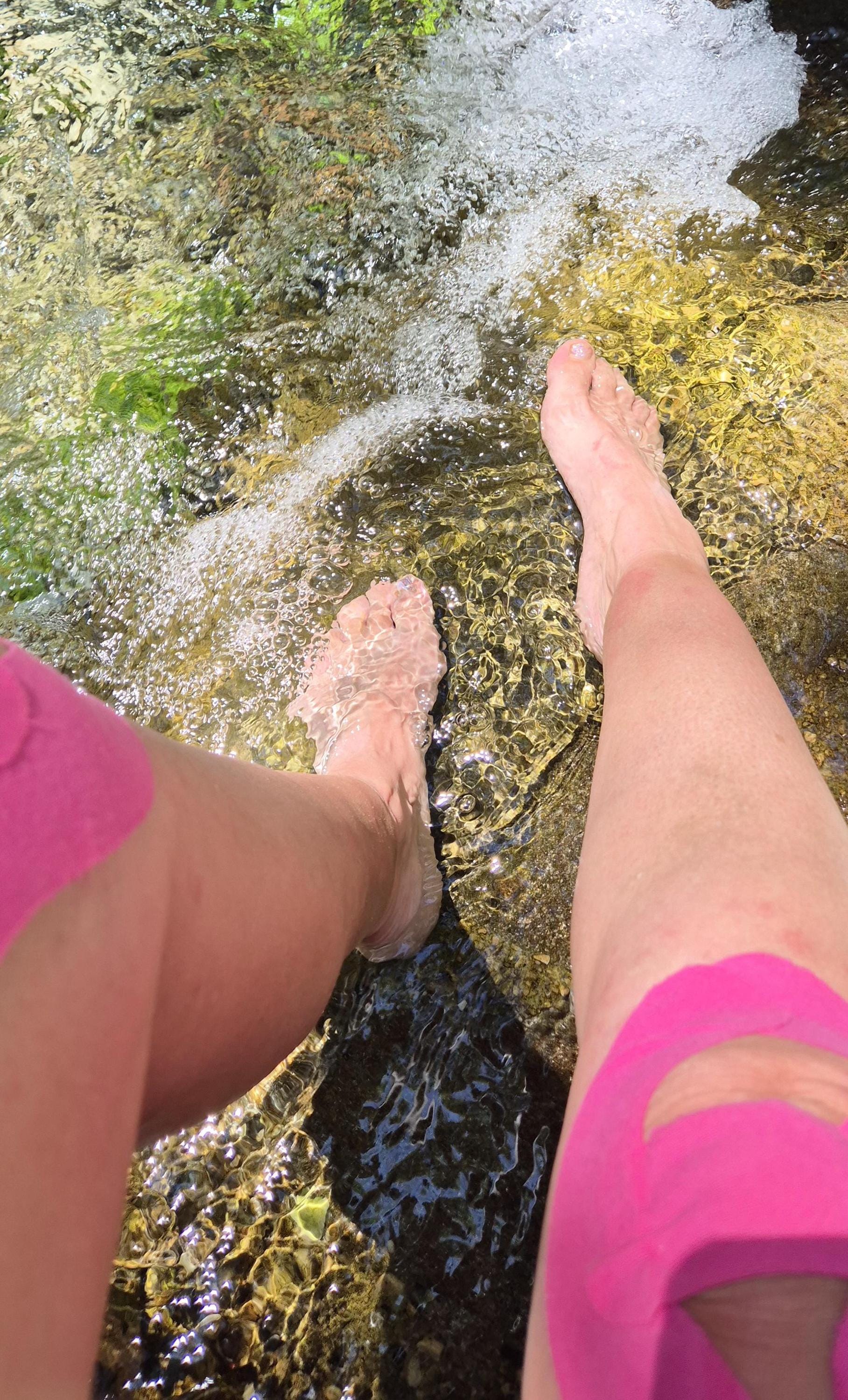 Cooling off in the stream at El Nacimiento campsite