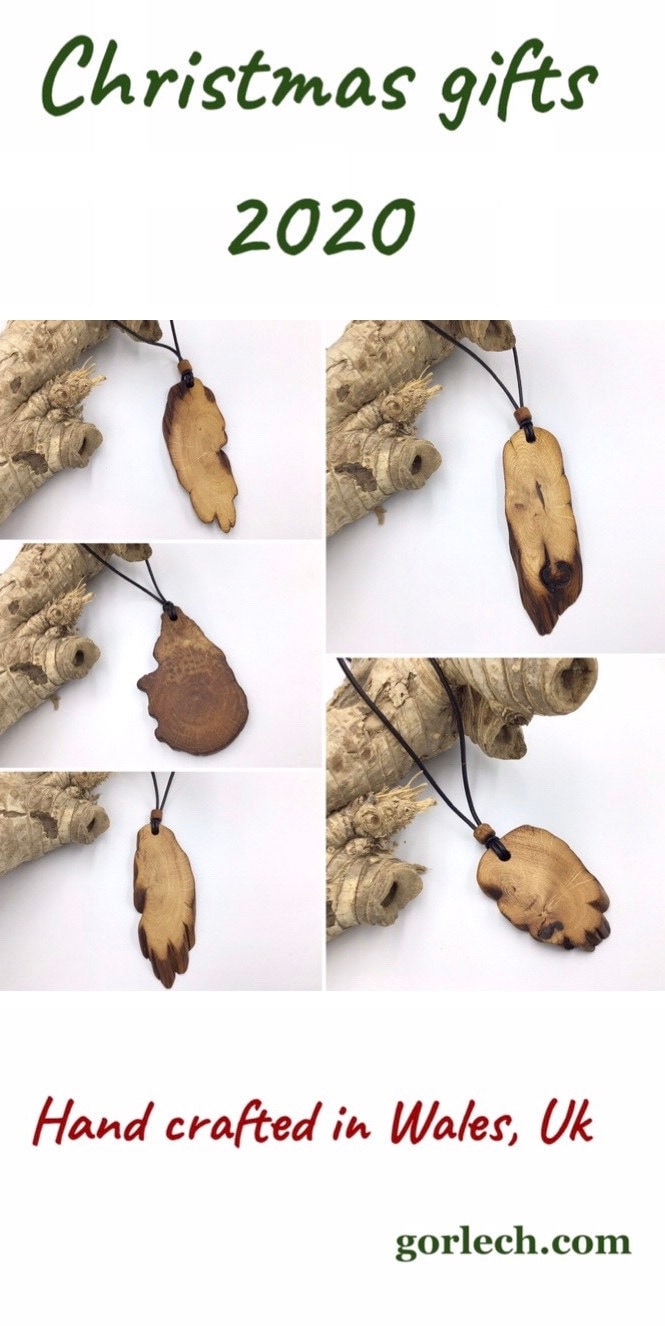 Bone Oak wood pendants by gorlech.com - woodcrafters from West Wales, UK