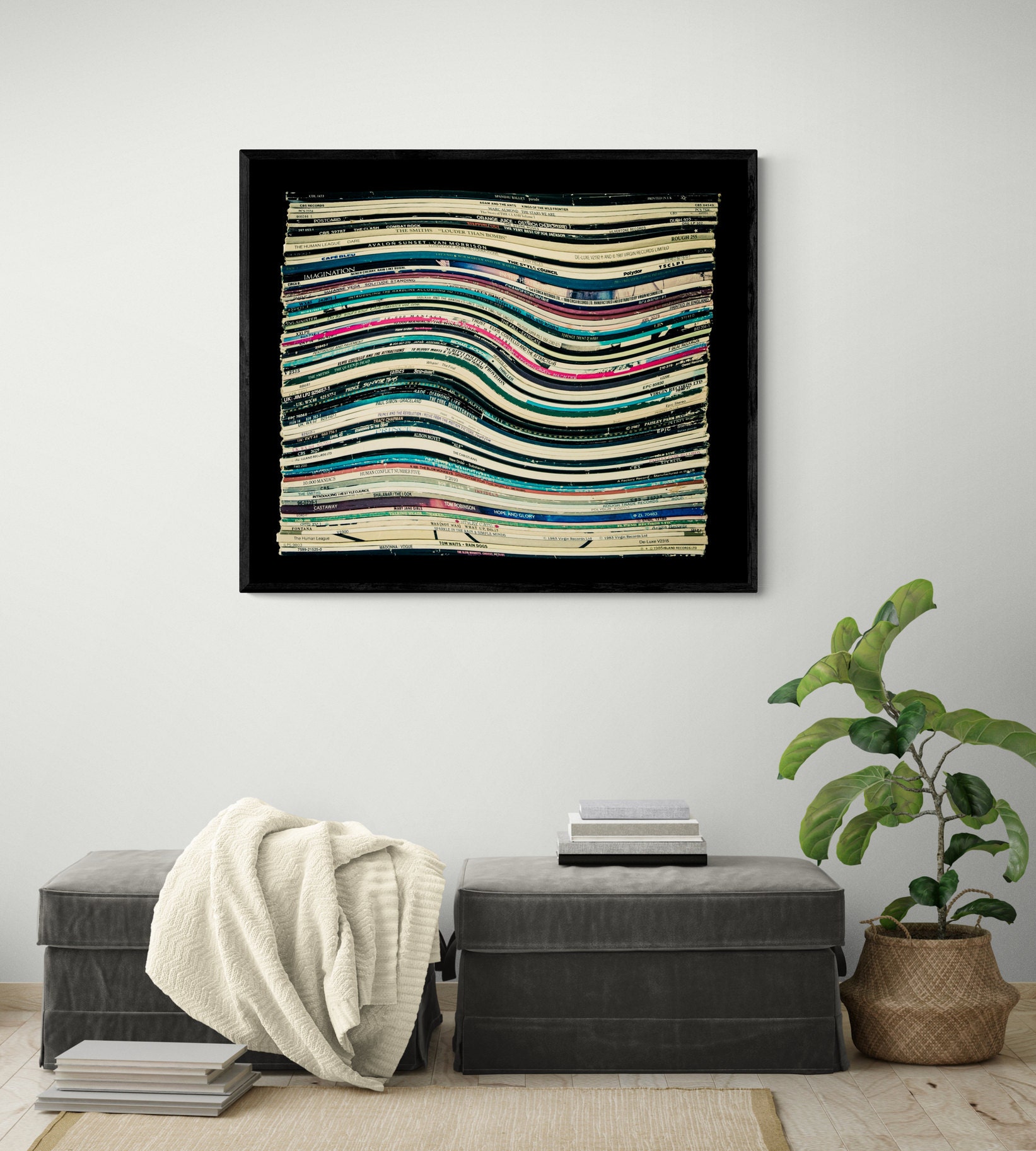 eighties music lover art prints on black background