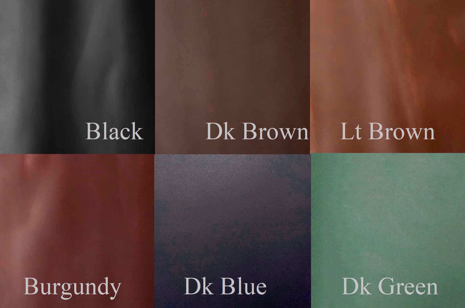 A leather and Kydex Color option guide.