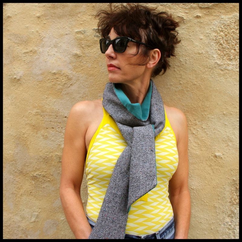 Tweed Noir Blanc et Turquoise