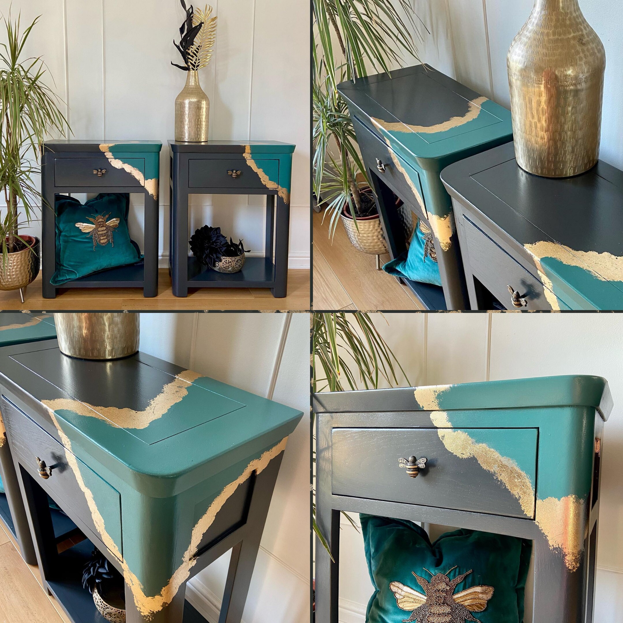 Olive and Whyte drawers using metal leaf