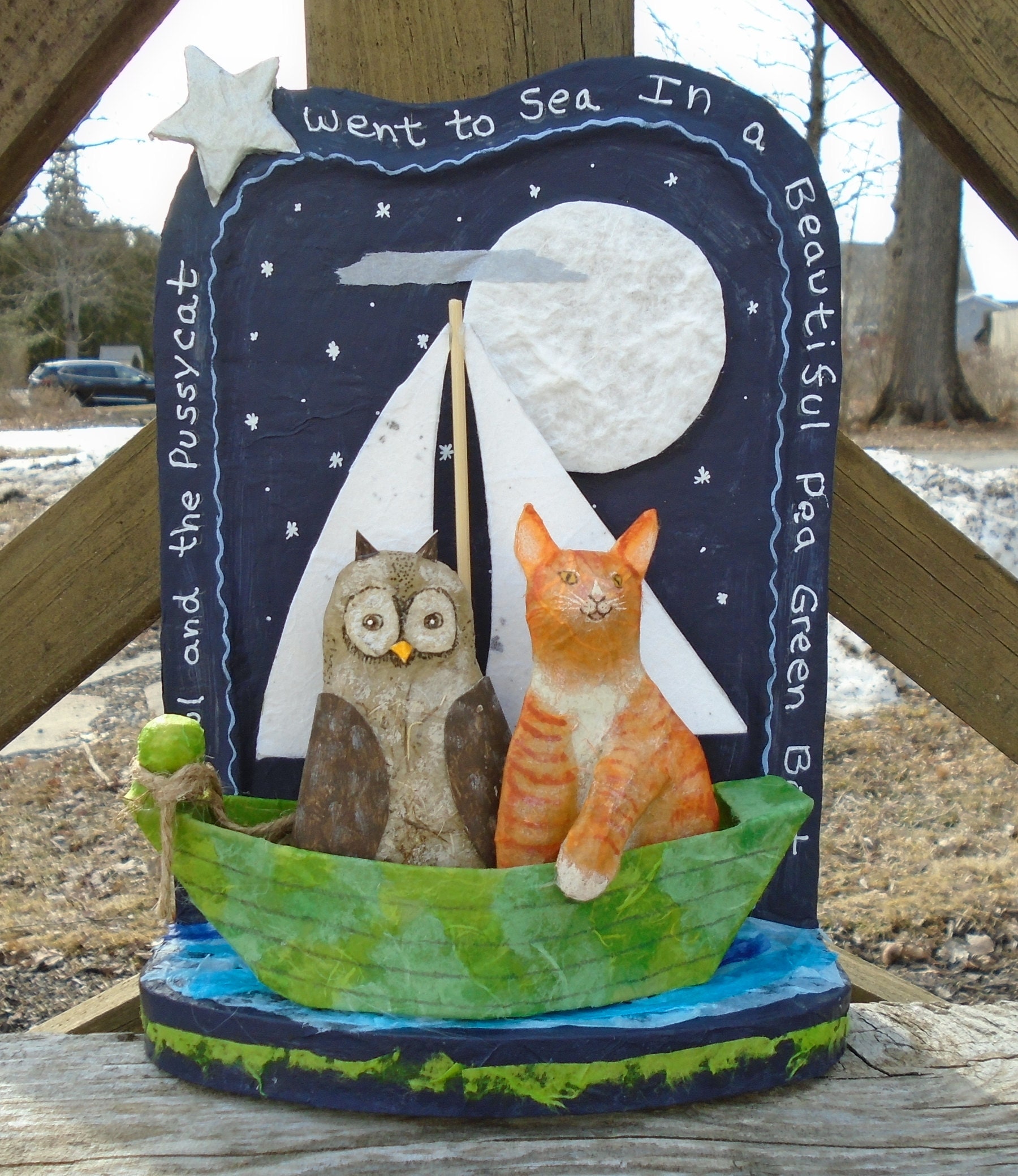 owl and pussycat folk art