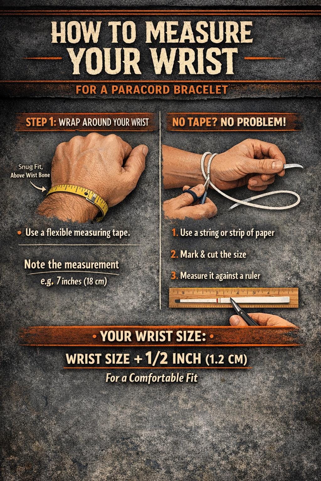 Paracord Bracelet Wrist Size