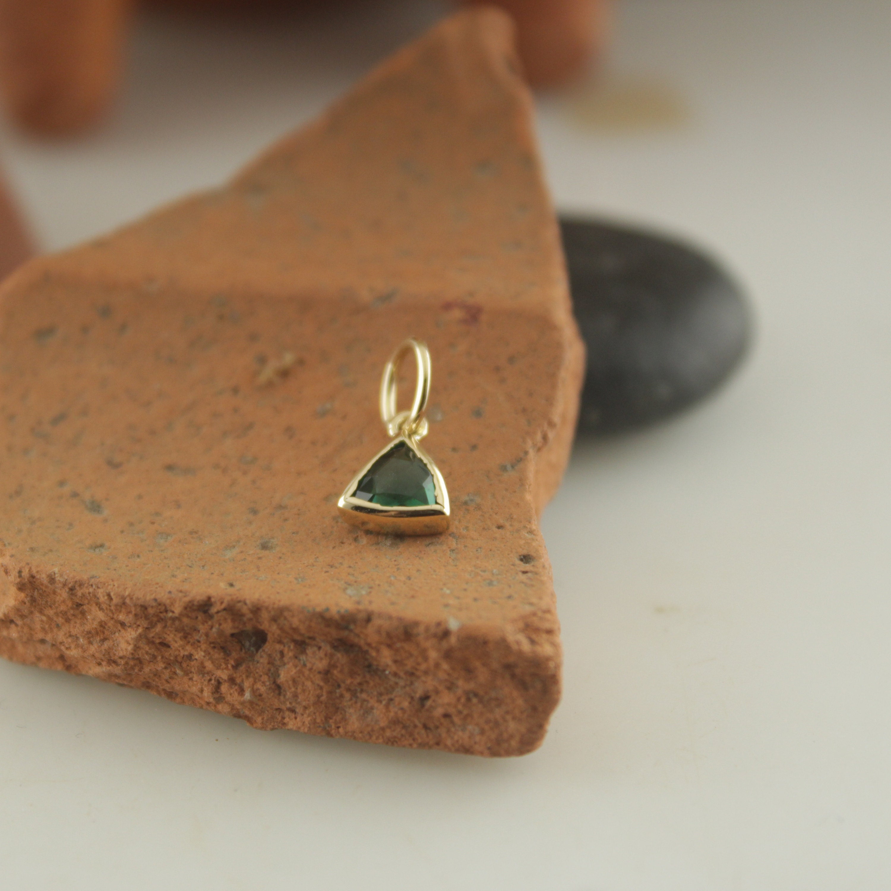 Emerald charm in 14k Solid Gold