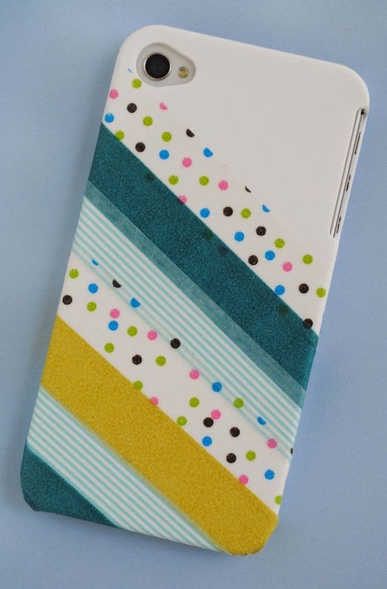 phone case decorated with washi tape