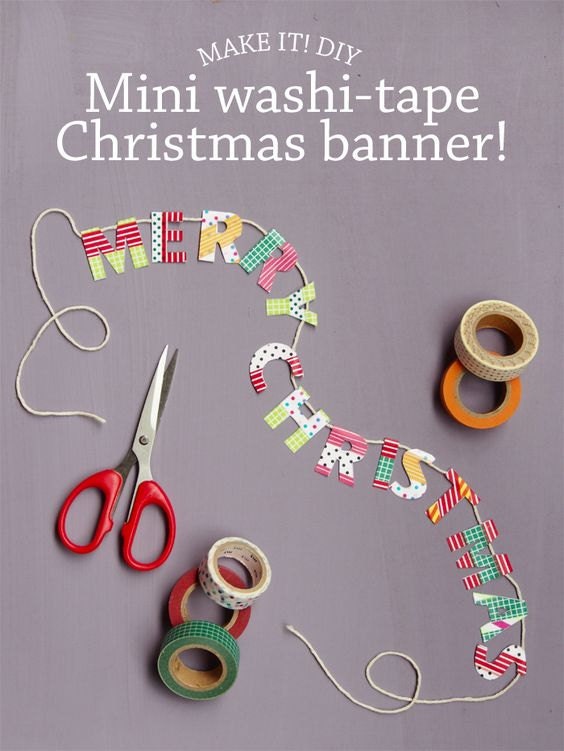 merry christmas banner decorated with washi tape