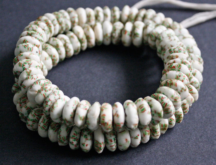 opaque powder glass beads made from broken seed beads