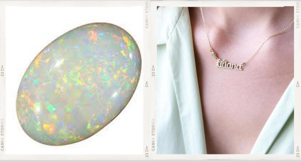 Name Necklace with Opal by NecklaceDreamWorld