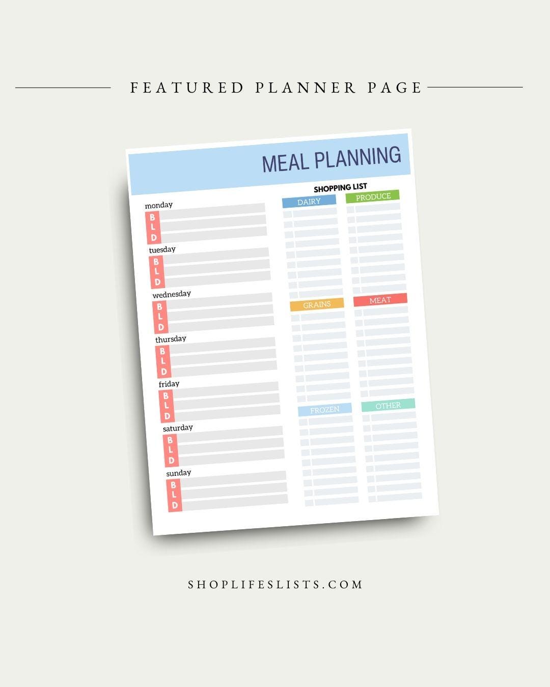 Meal Planning Download from Lifes Lists