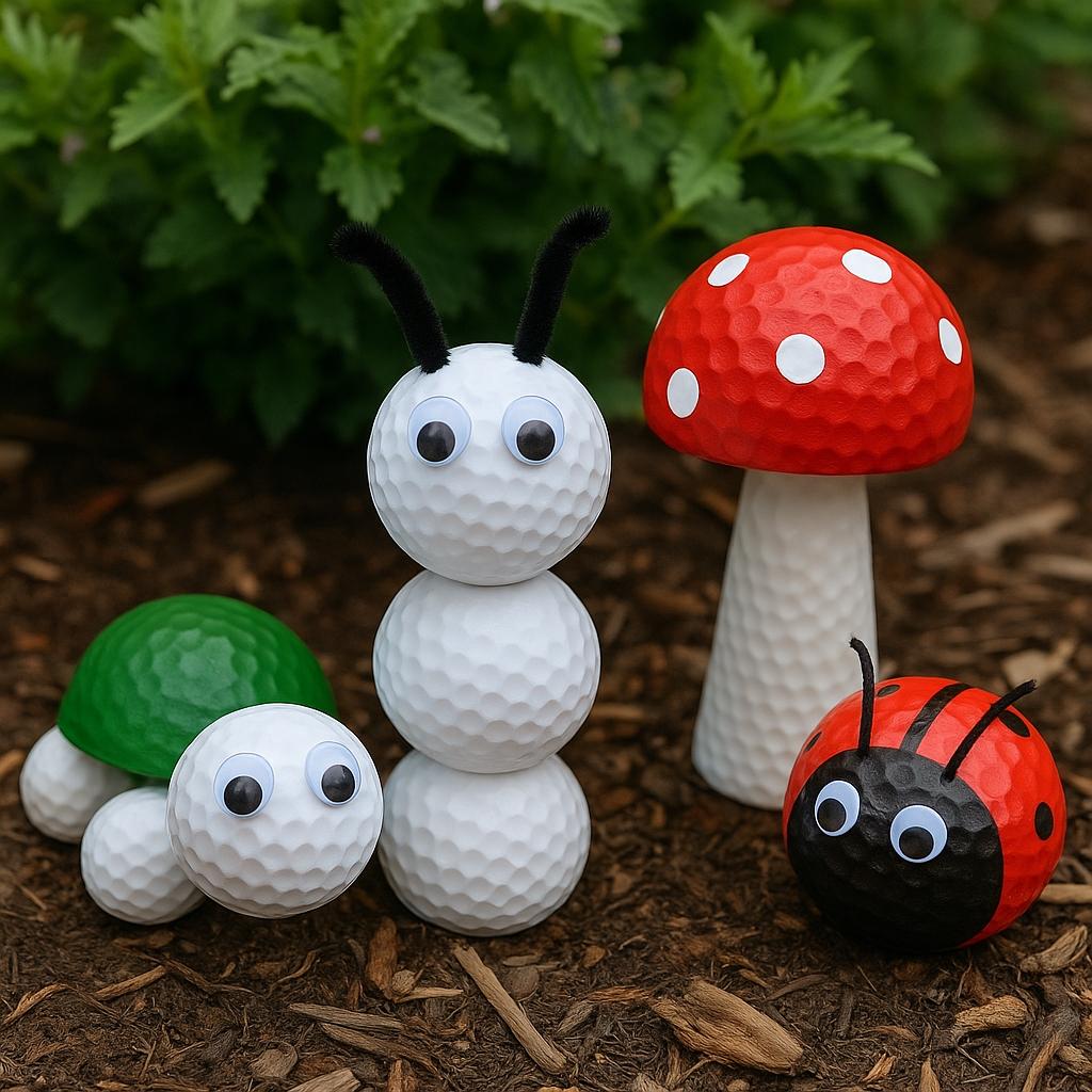 Estátuas de jardim: Use várias bolas coladas e pintadas para criar bichinhos ou formas artísticas.