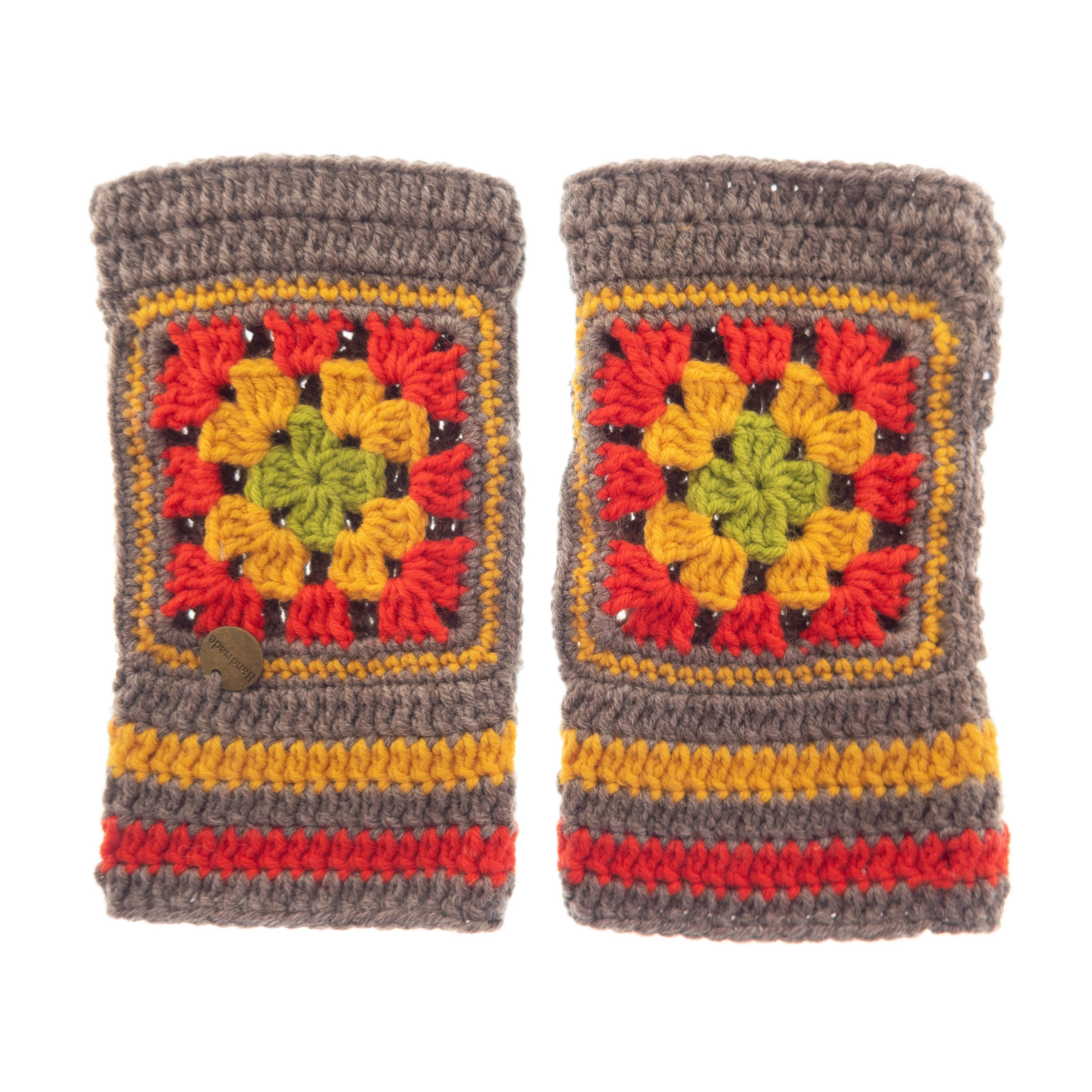 handmade gloves fingerless for ladies with granny squares of cashmere