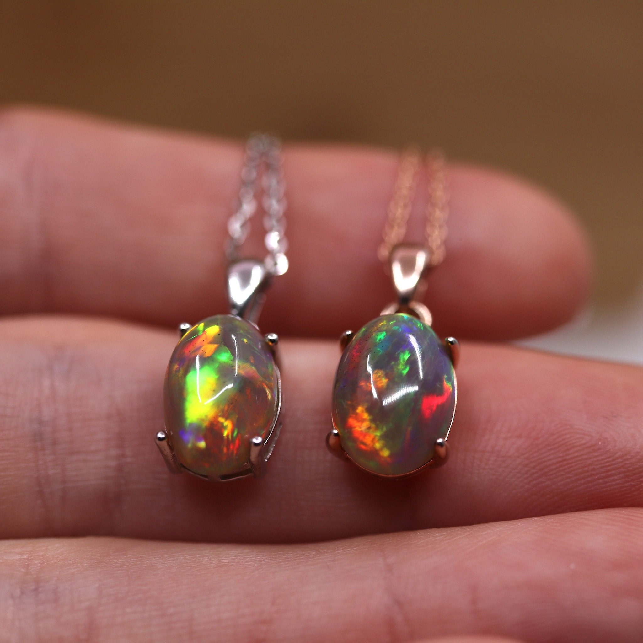 Fire opal necklaces rare quality grade