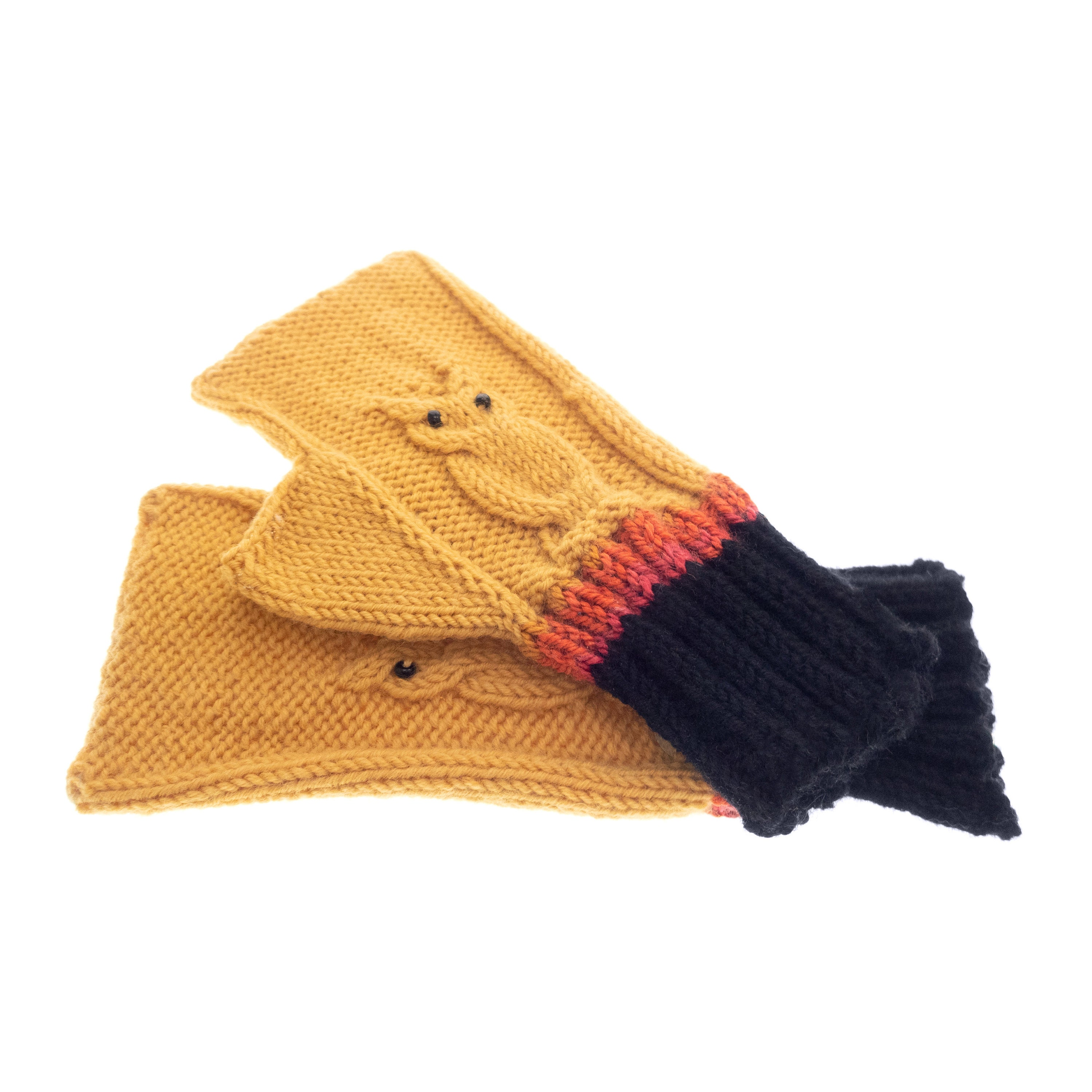 Gloves Fingerless for Ladies with Yellow Owls