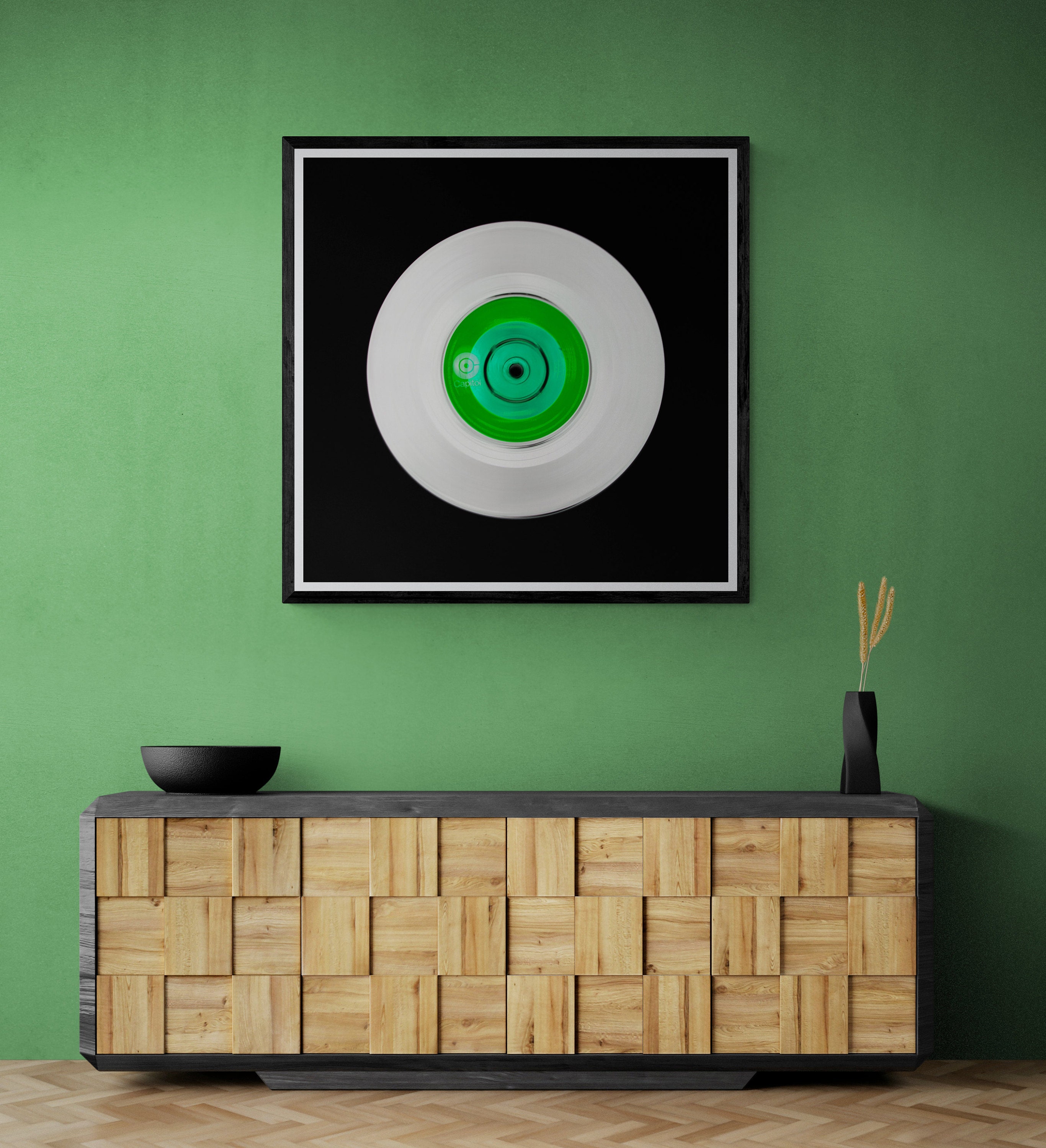 vinyl record art music lover gift fine art pop art print in green